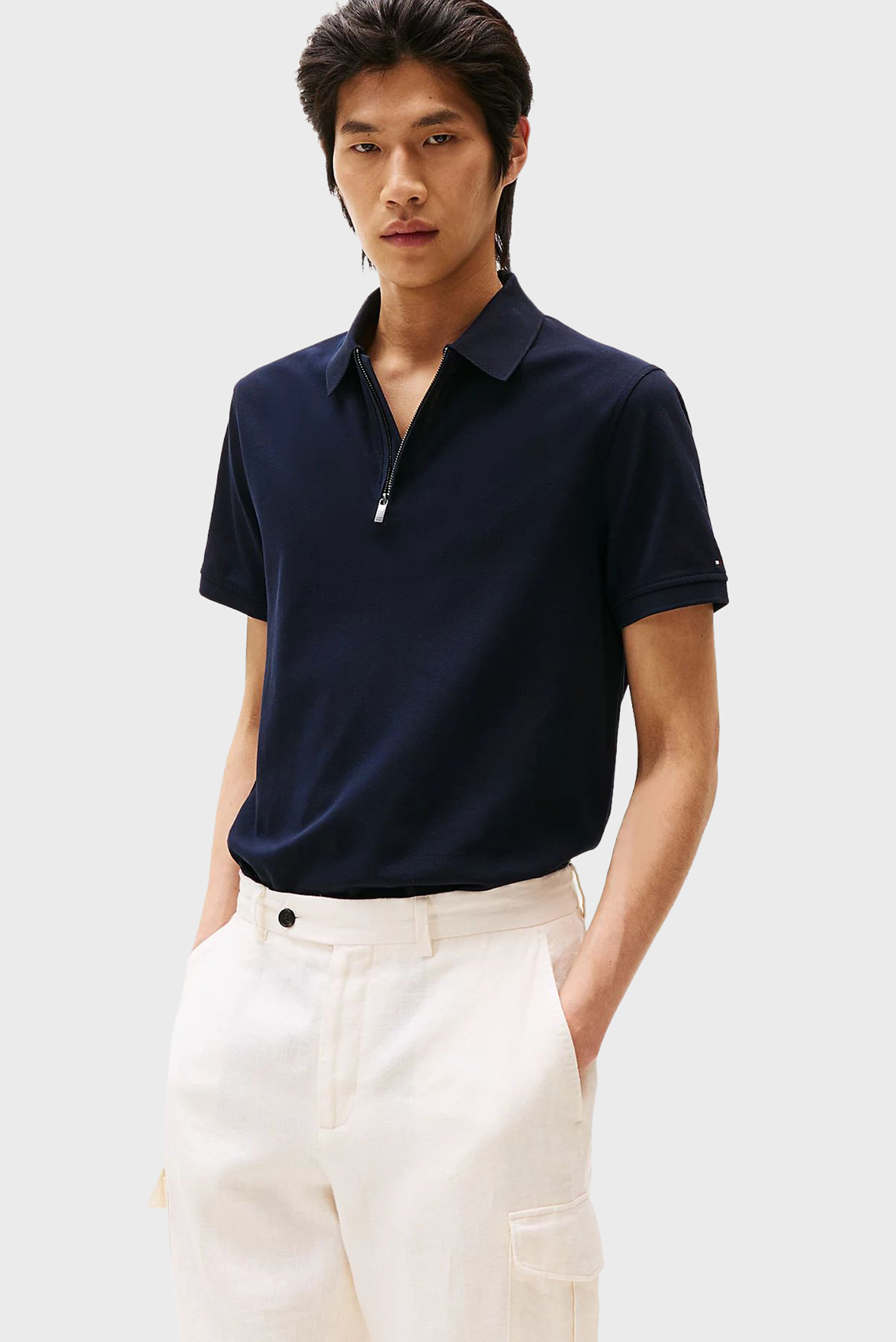Мужское темно-синее поло PERFORMANCE ZIP Синий M Tommy Hilfiger MW0MW38746 Мужское темно-синее поло PERFORMANCE ZIP Синий M Tommy Hilfiger MW0MW38746