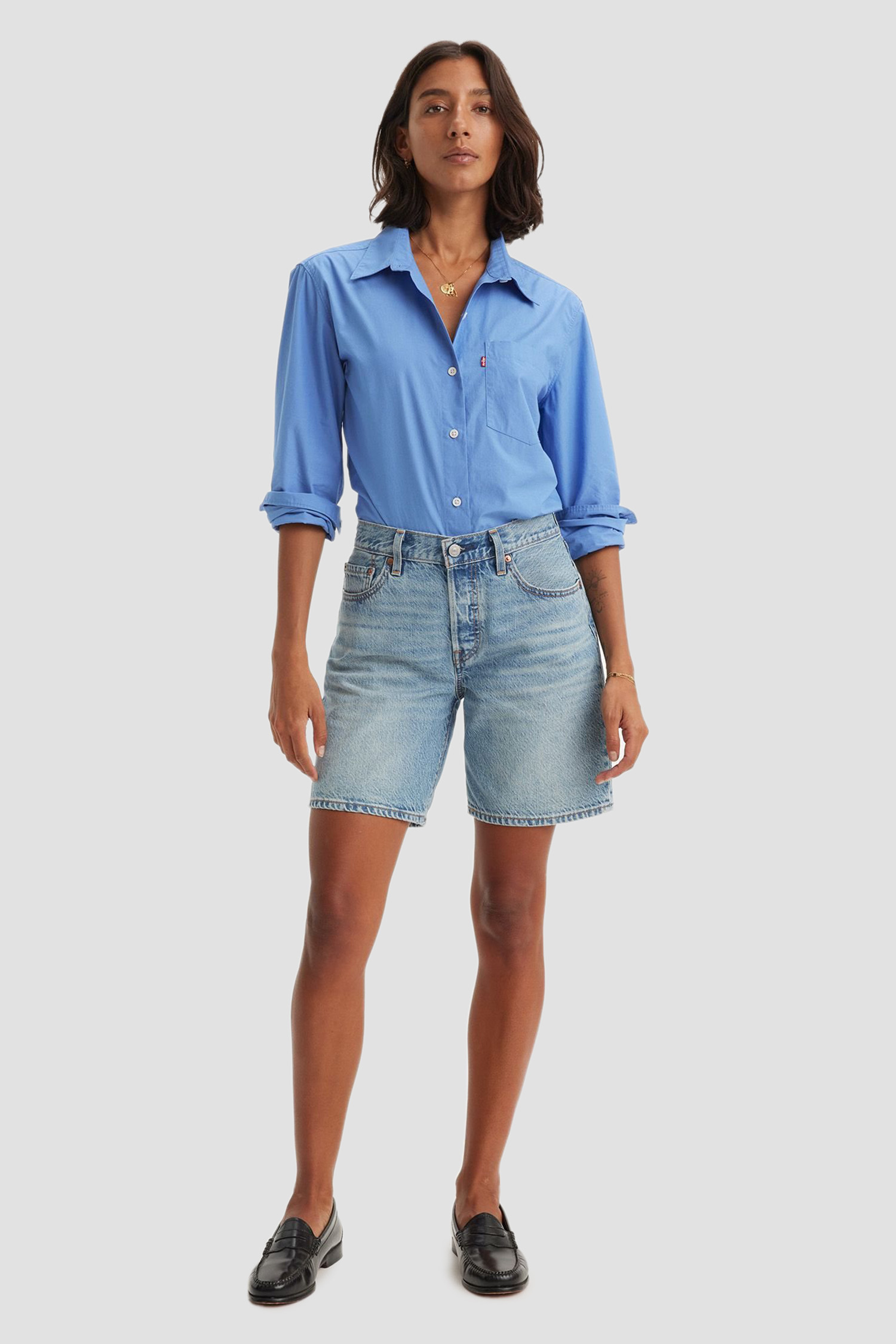 Женские голубые джинсовые шорты 501® '90s Lightweight 1