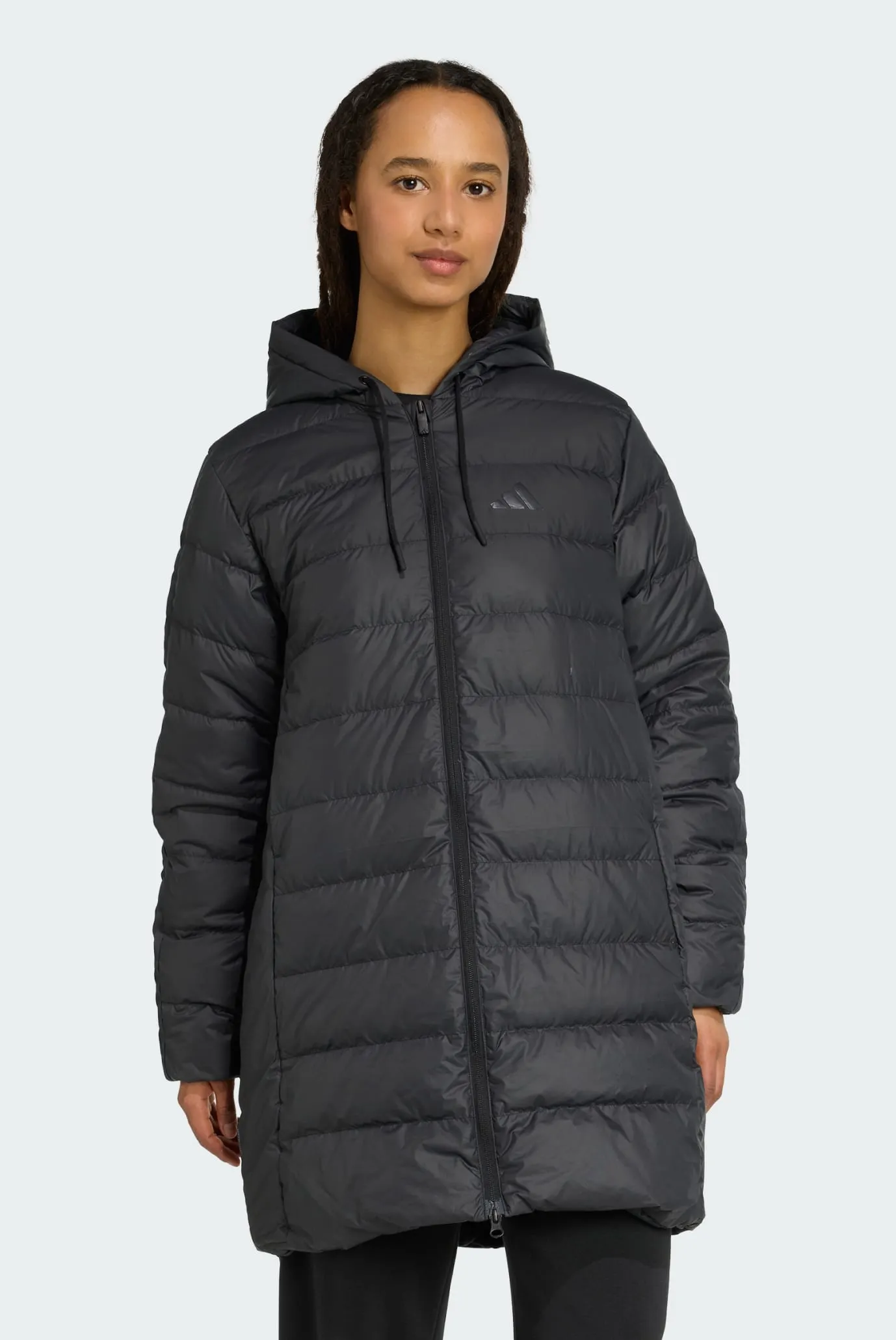 Женский черный пуховик Essentials CLIMAWARM 3-Stripes 1