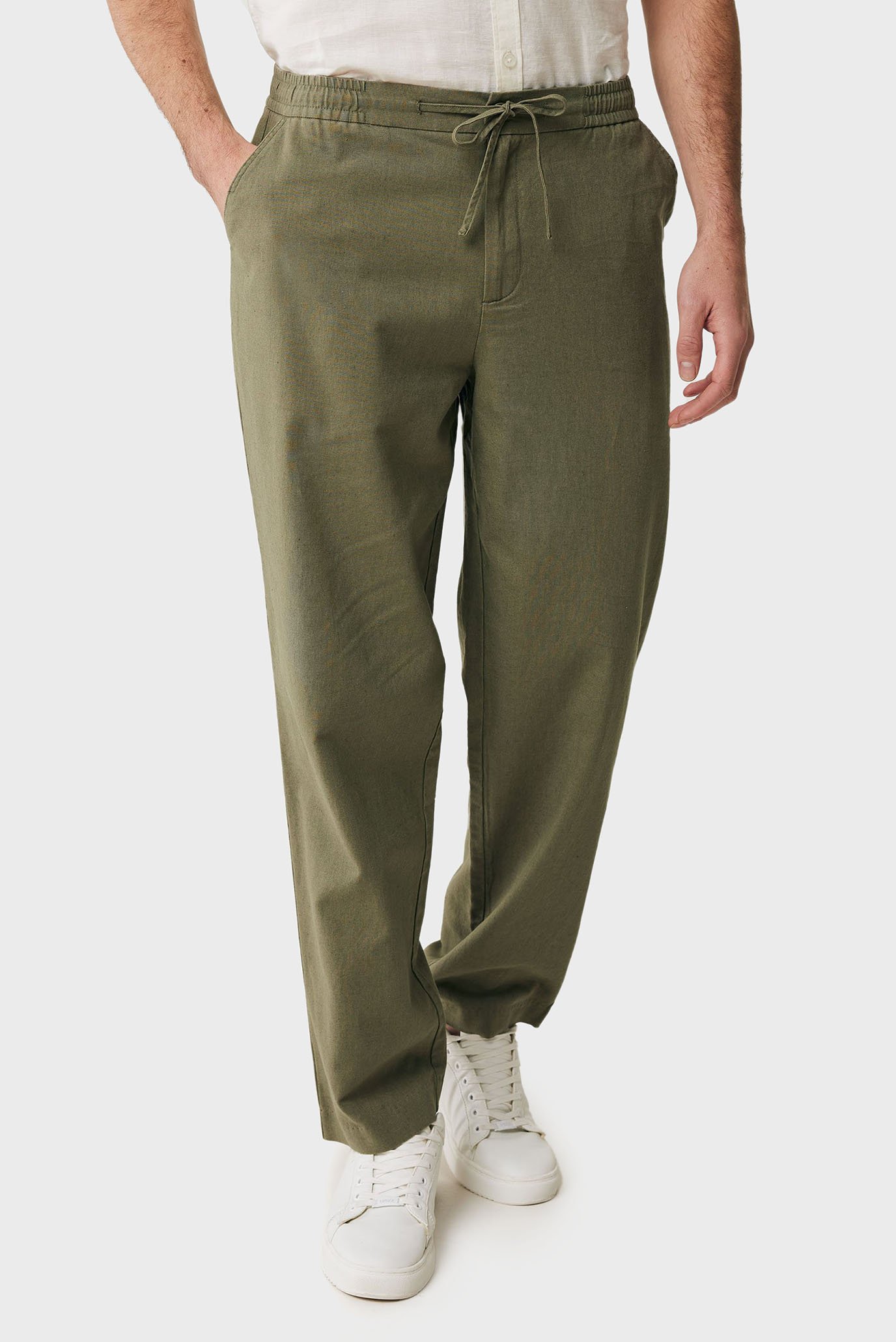 Чоловічі оливкові лляні брюки ETHAN 1