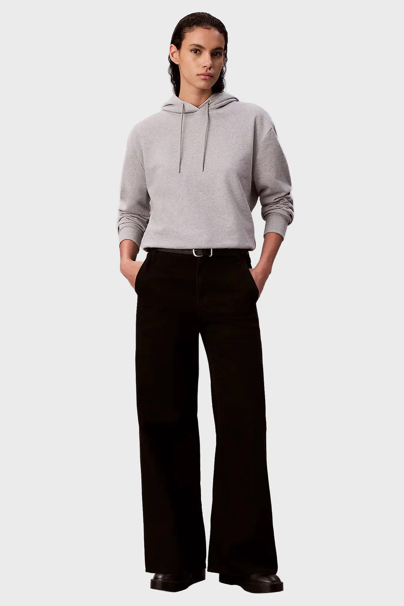 Женское серое худи MONOGRAM TERRY 2