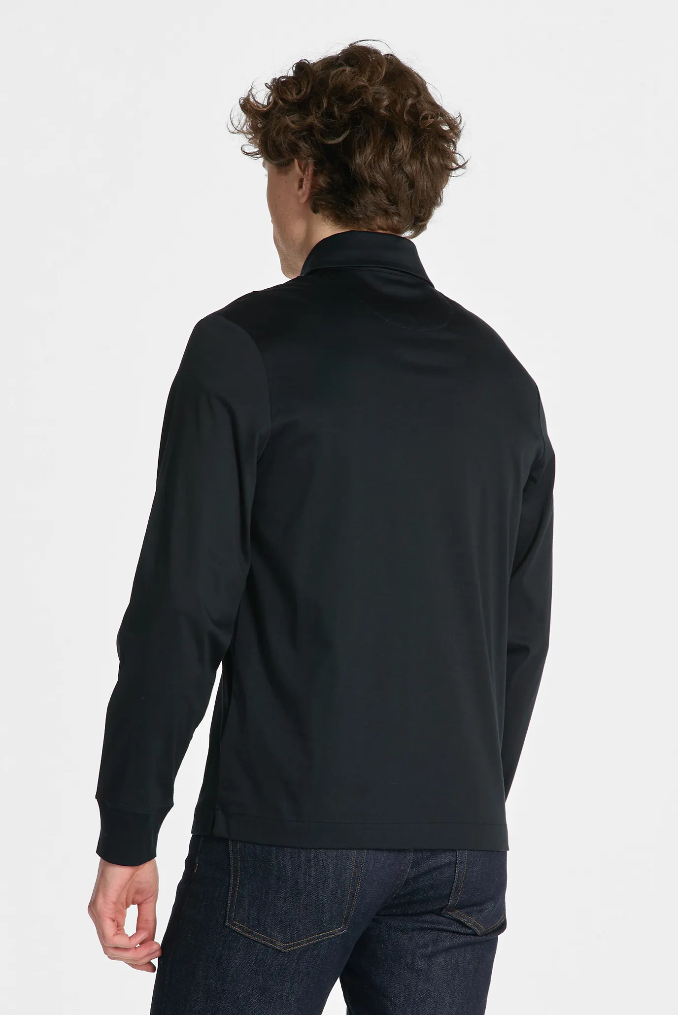 Мужское черное поло MERCERIZED LS JERSEY RUGGER 3