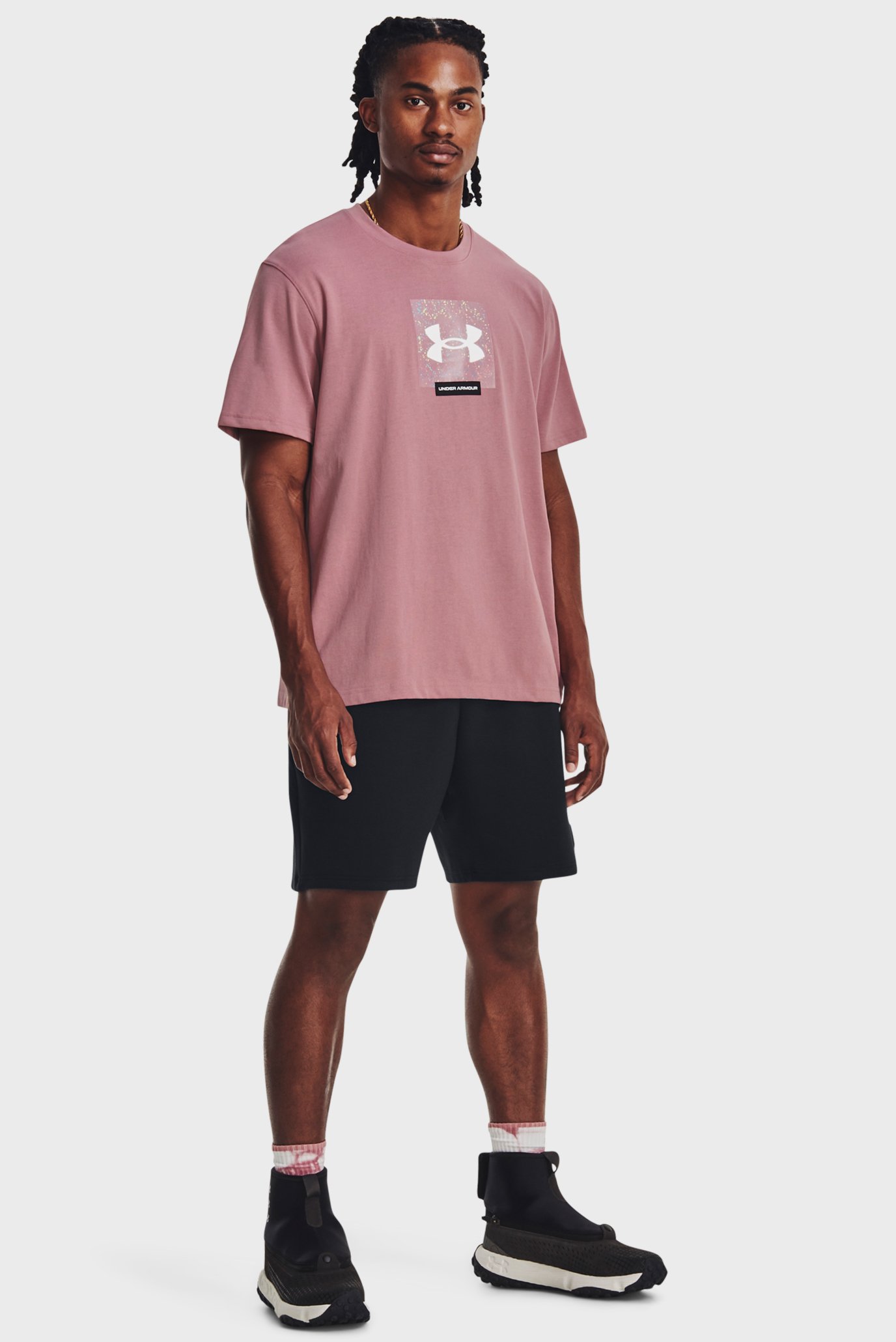 Мужская розовая футболка UA BOXED HEAVYWEIGHT SS 1