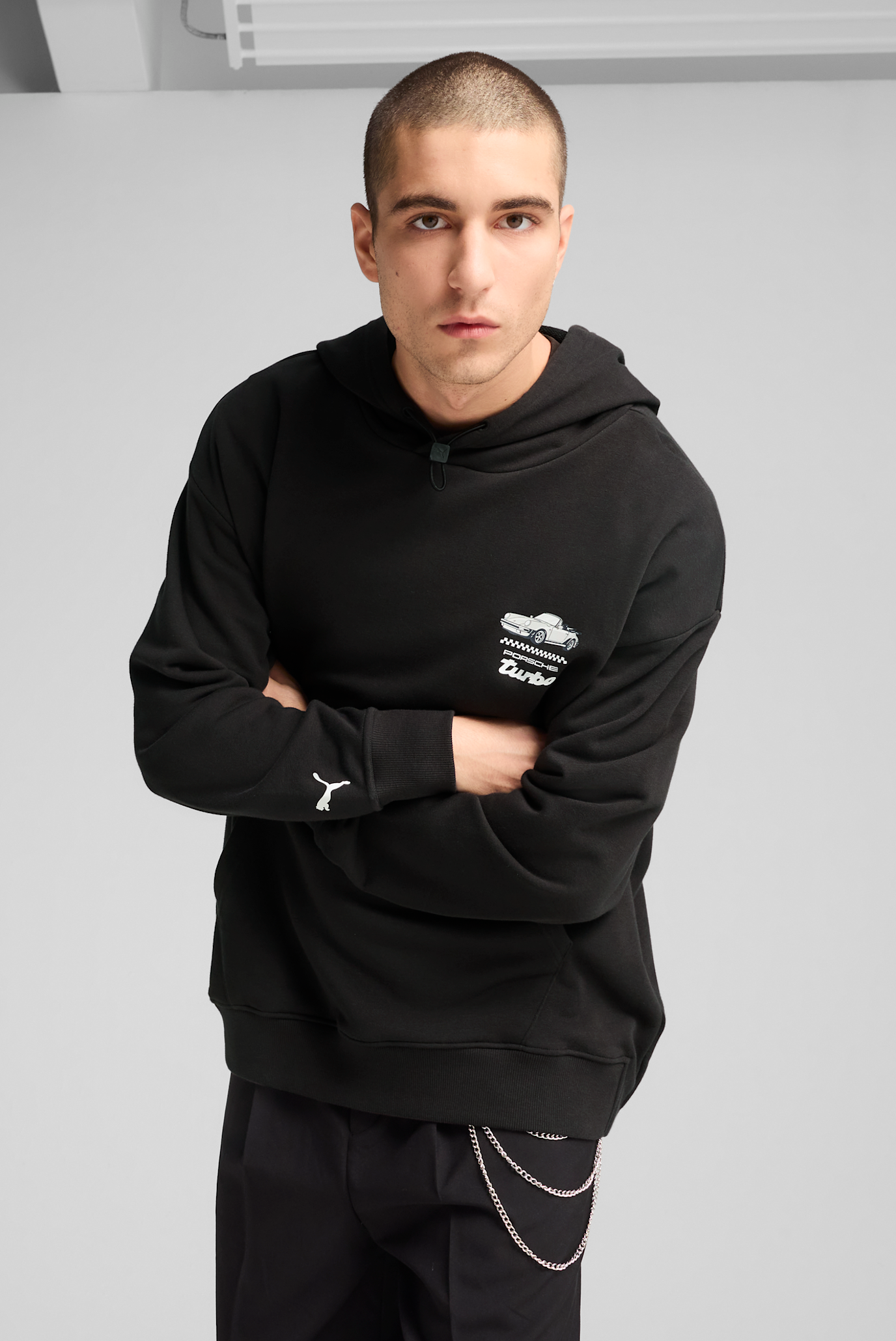 Мужское черное худи Porsche Legacy Graphic Hoodie Men 1