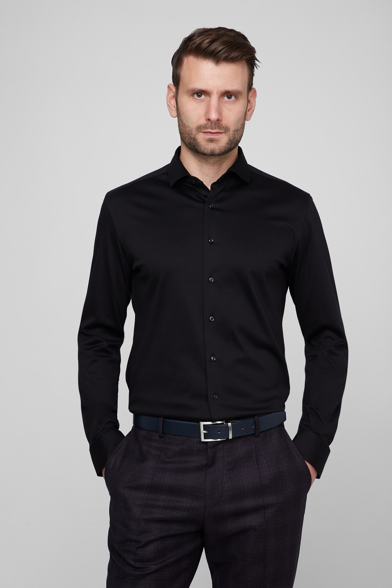 Мужская черная рубашка SLIM FIT 1
