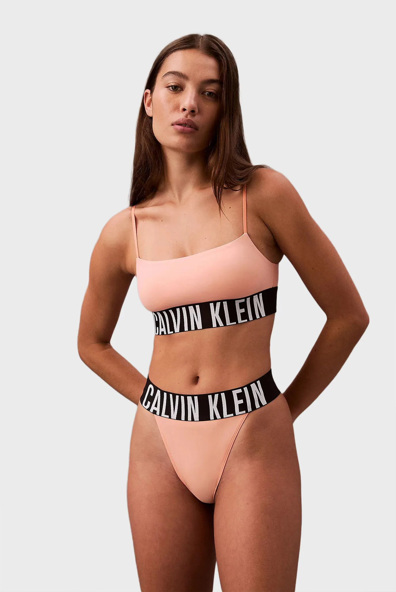 Жіночі персикові трусики HIGH LEG THONG 1