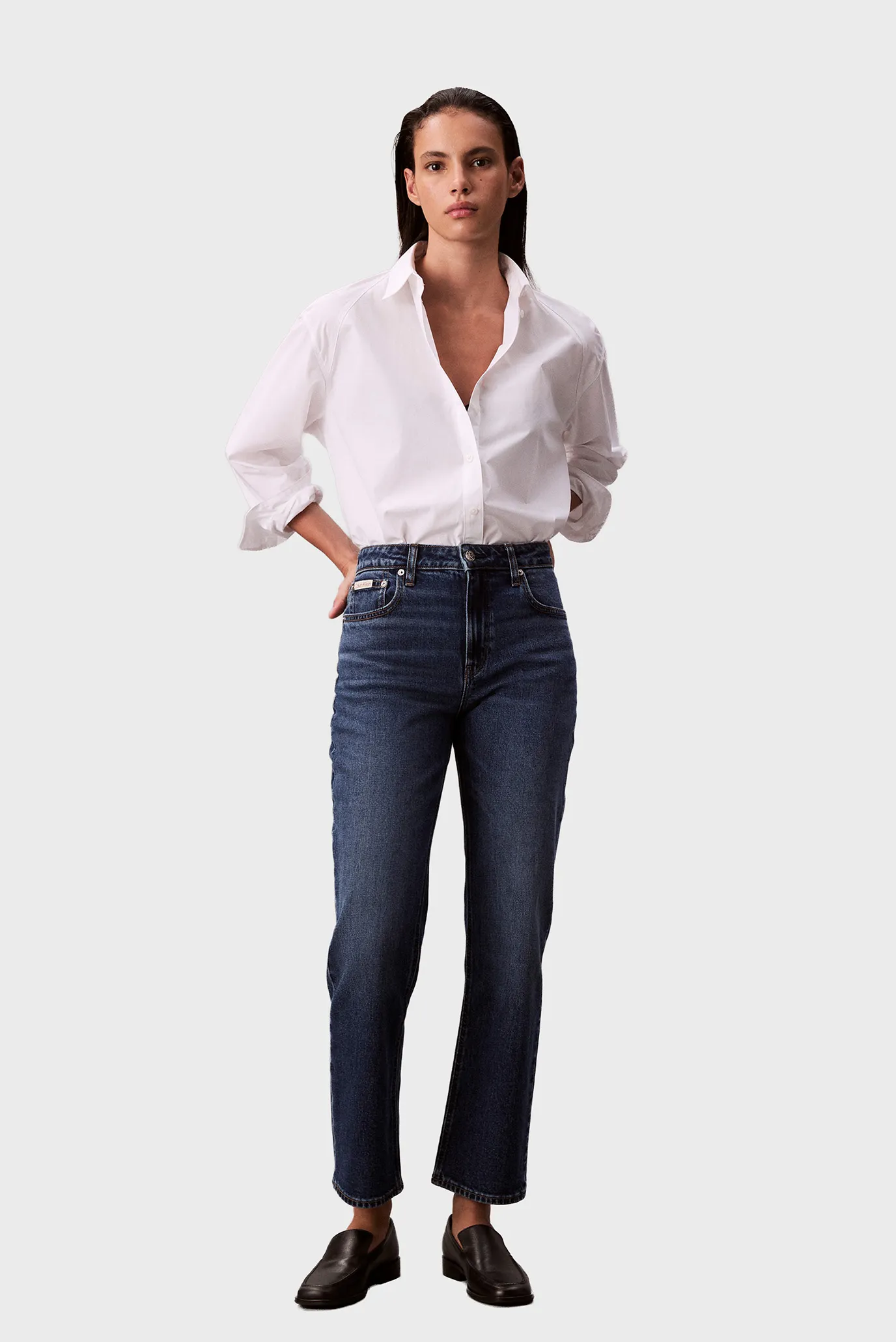 Женская белая рубашка SOLID BOXY 2