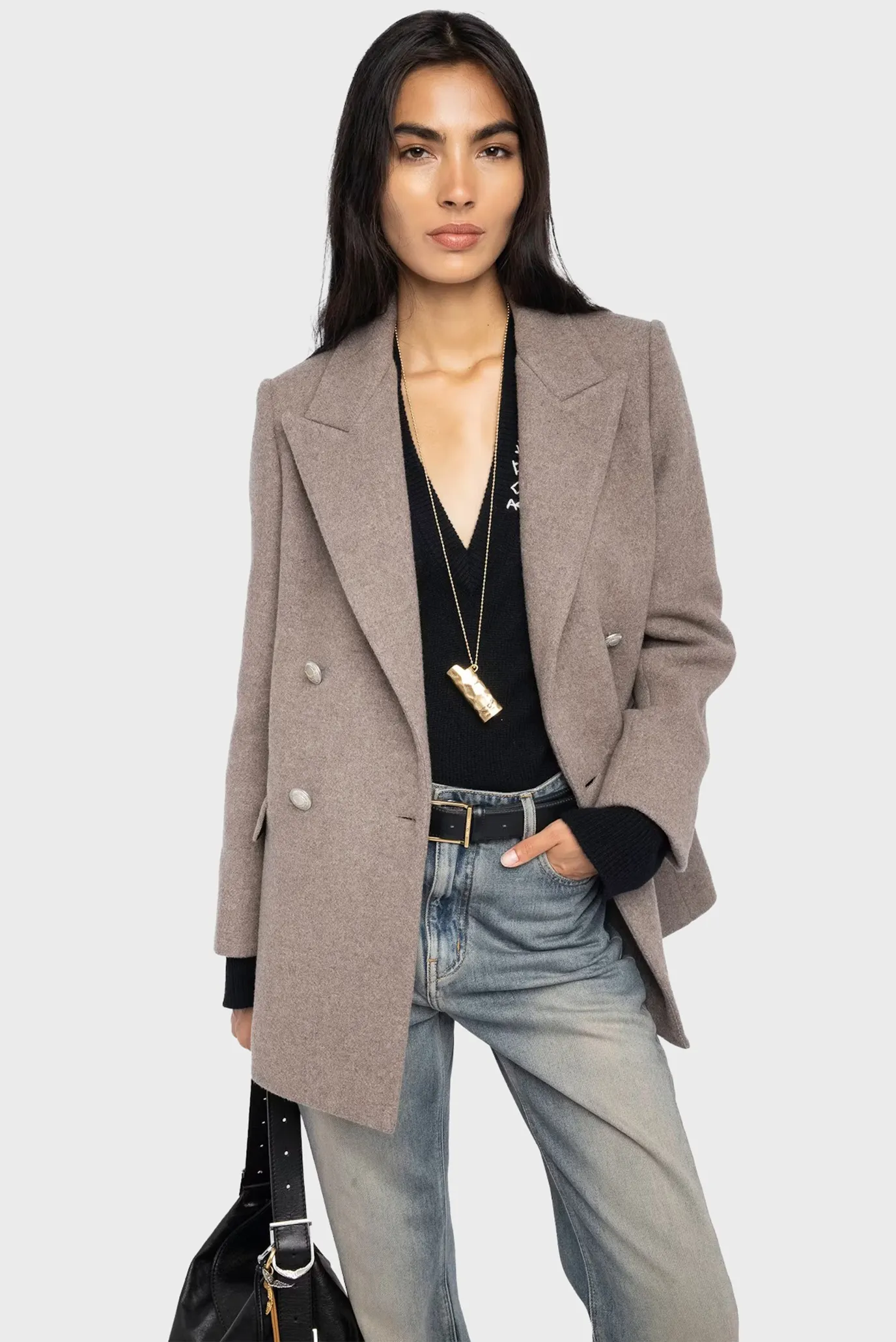 Жіноче бежеве вовняне пальто Miew 1