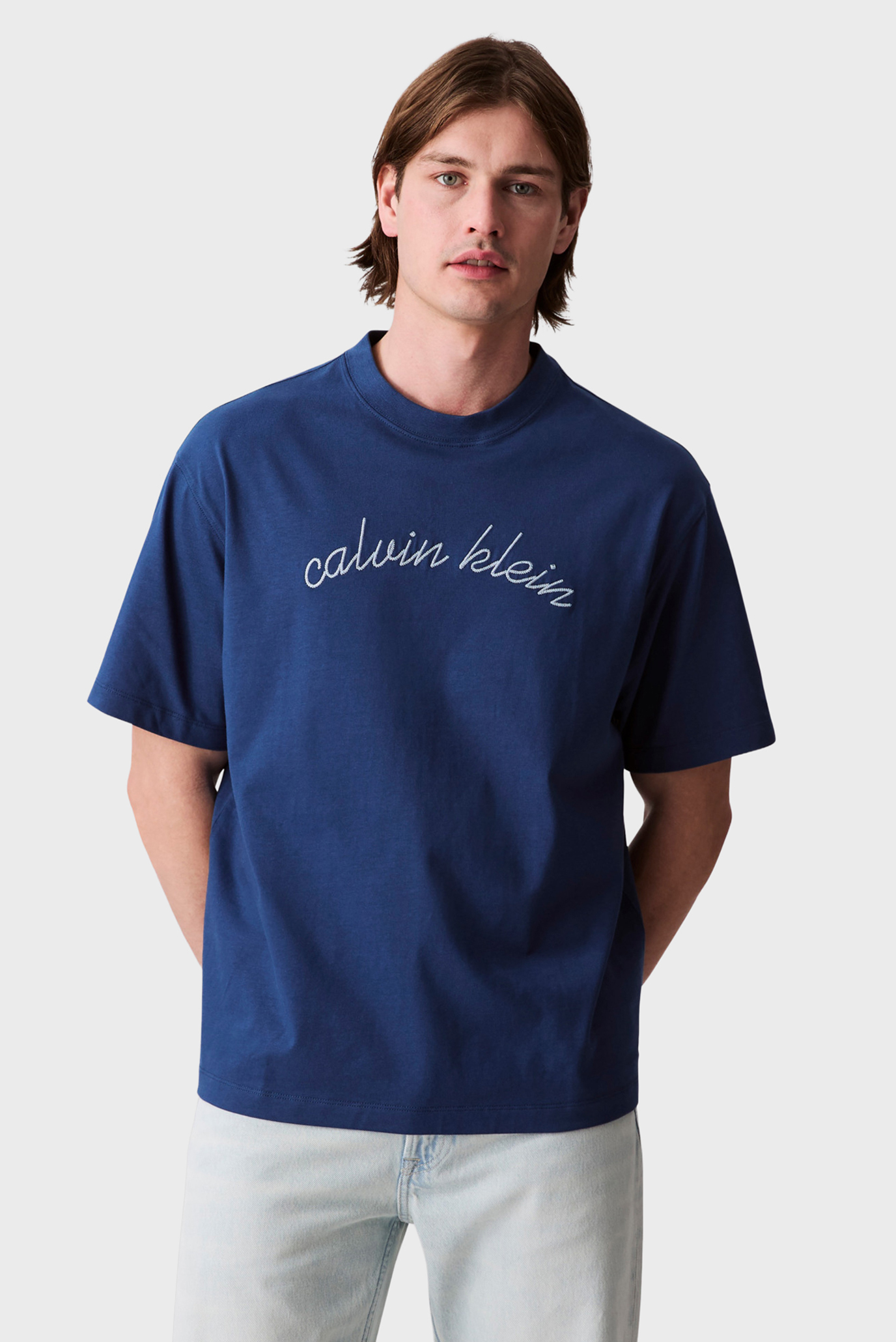 Мужская синяя футболка CENTER CHAIN STITCH Синий XXL Calvin Klein Jeans LV04RC225G Мужская синяя футболка CENTER CHAIN STITCH Синий XXL Calvin Klein Jeans LV04RC225G