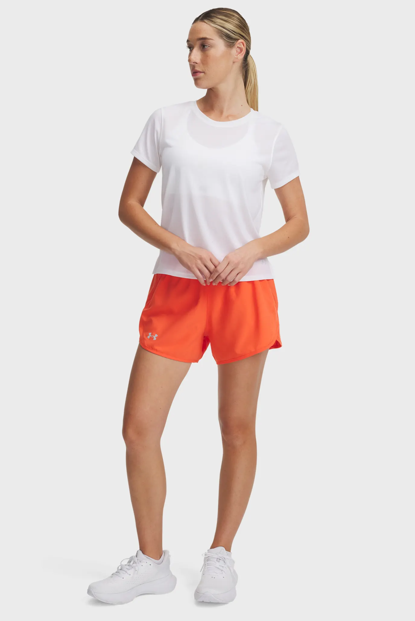 Женские оранжевые шорты UA Fly By 3'' Shorts 2