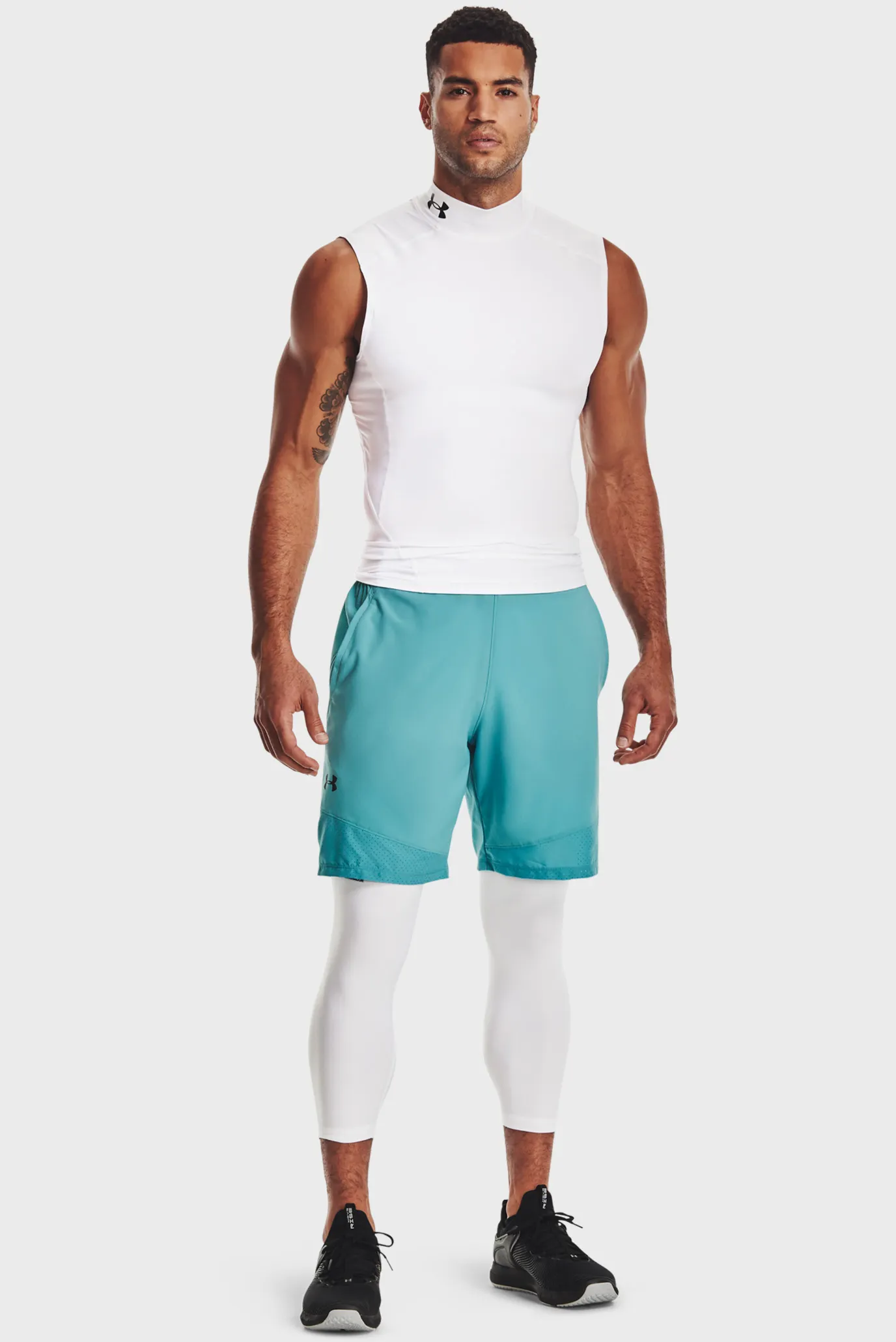 Чоловічі білі тайтси UA HG Armour 3/4 Legging 4