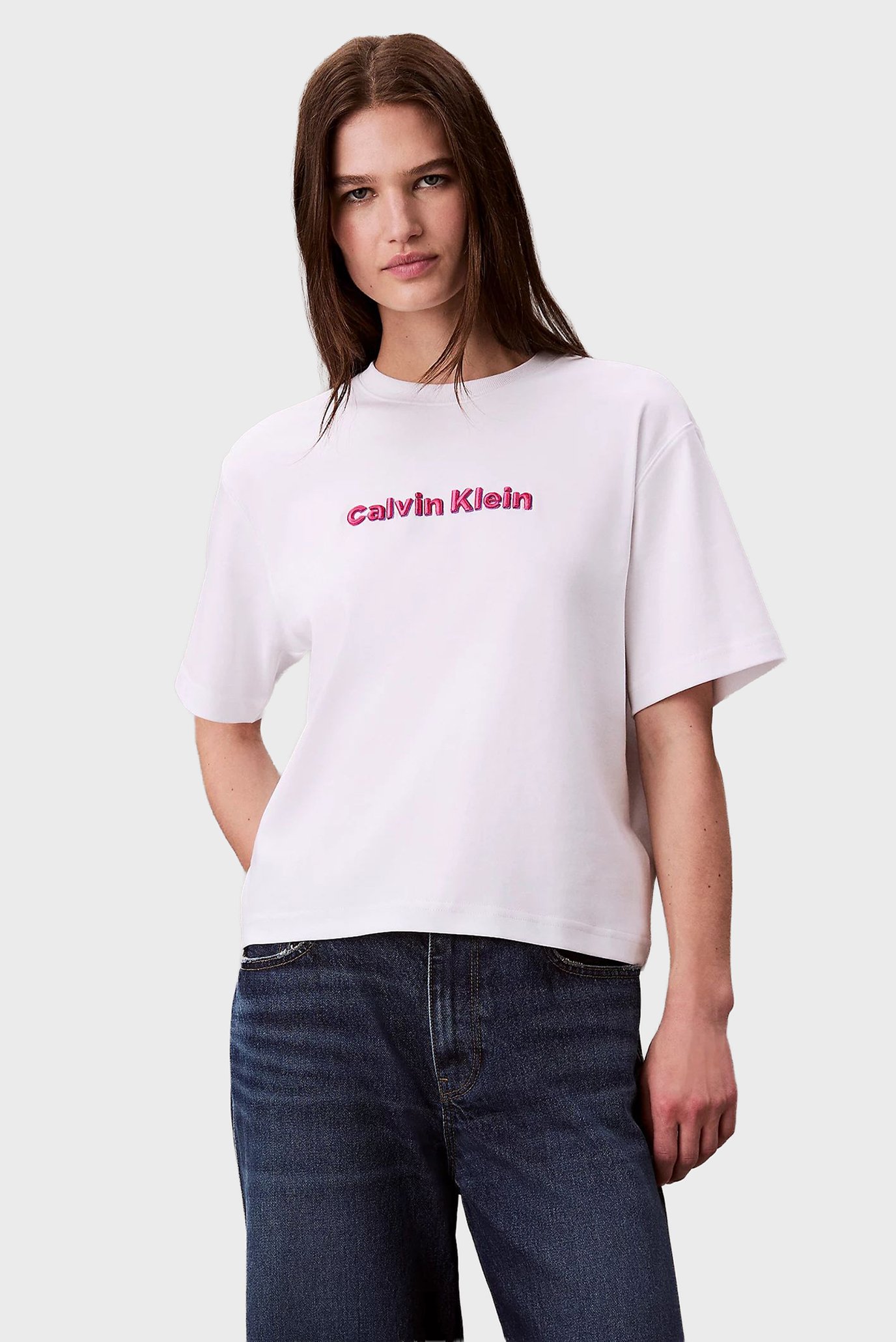Женская белая футболка SS 2 TONE 3D Белый XXS Calvin Klein Jeans LV047D205G Женская белая футболка SS 2 TONE 3D Белый XXS Calvin Klein Jeans LV047D205G