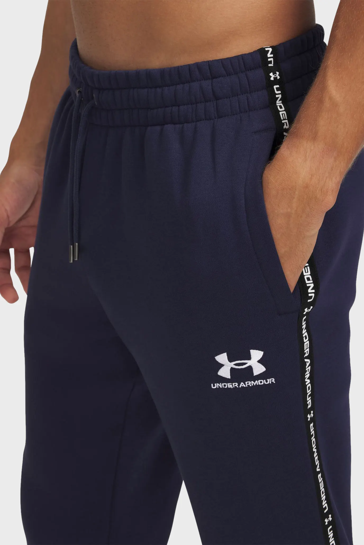 Мужские темно-синие спортивные брюки UA Icon Fleece Jgr Taping 4