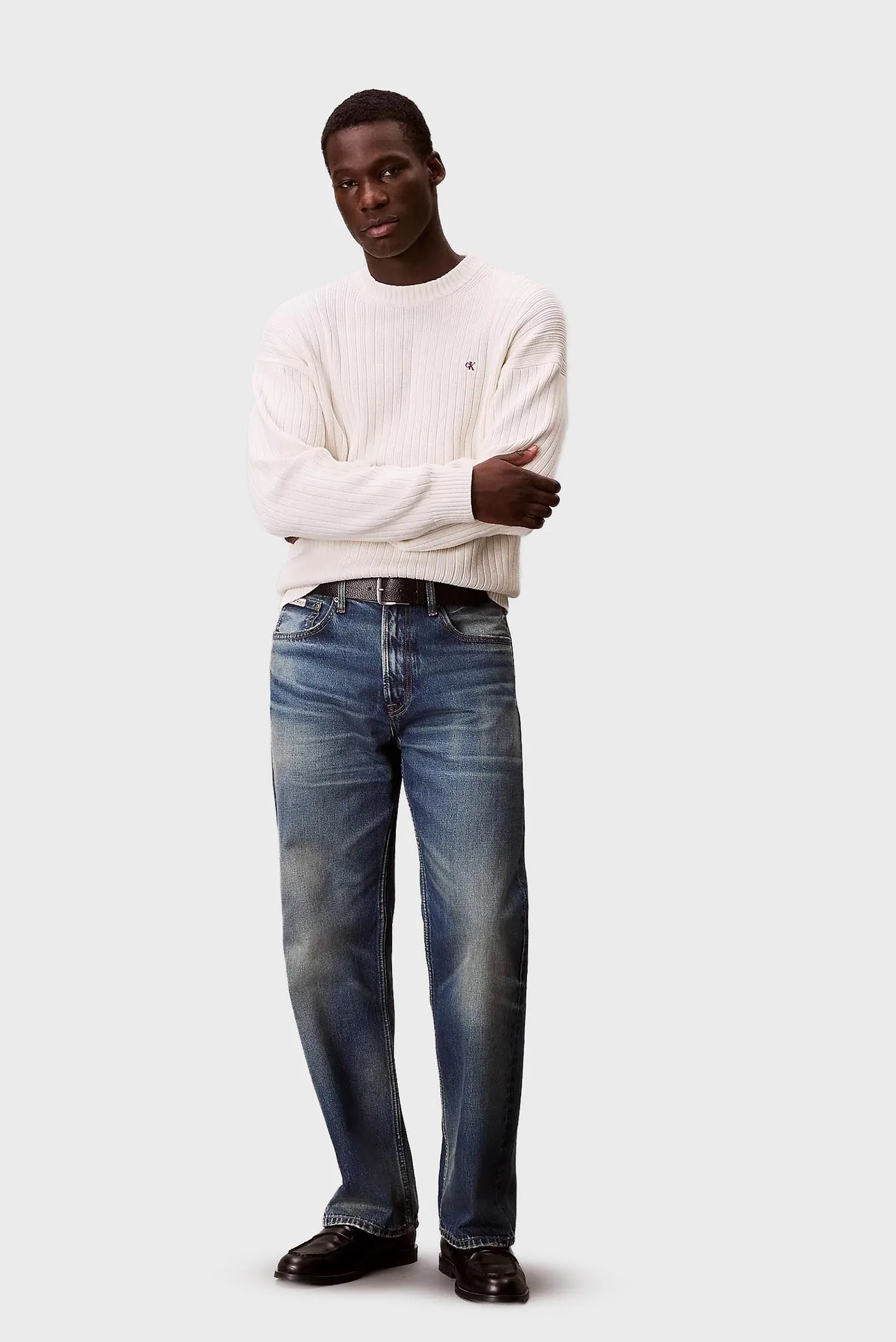 Мужской белый джемпер VERTICAL TEXTURE 2