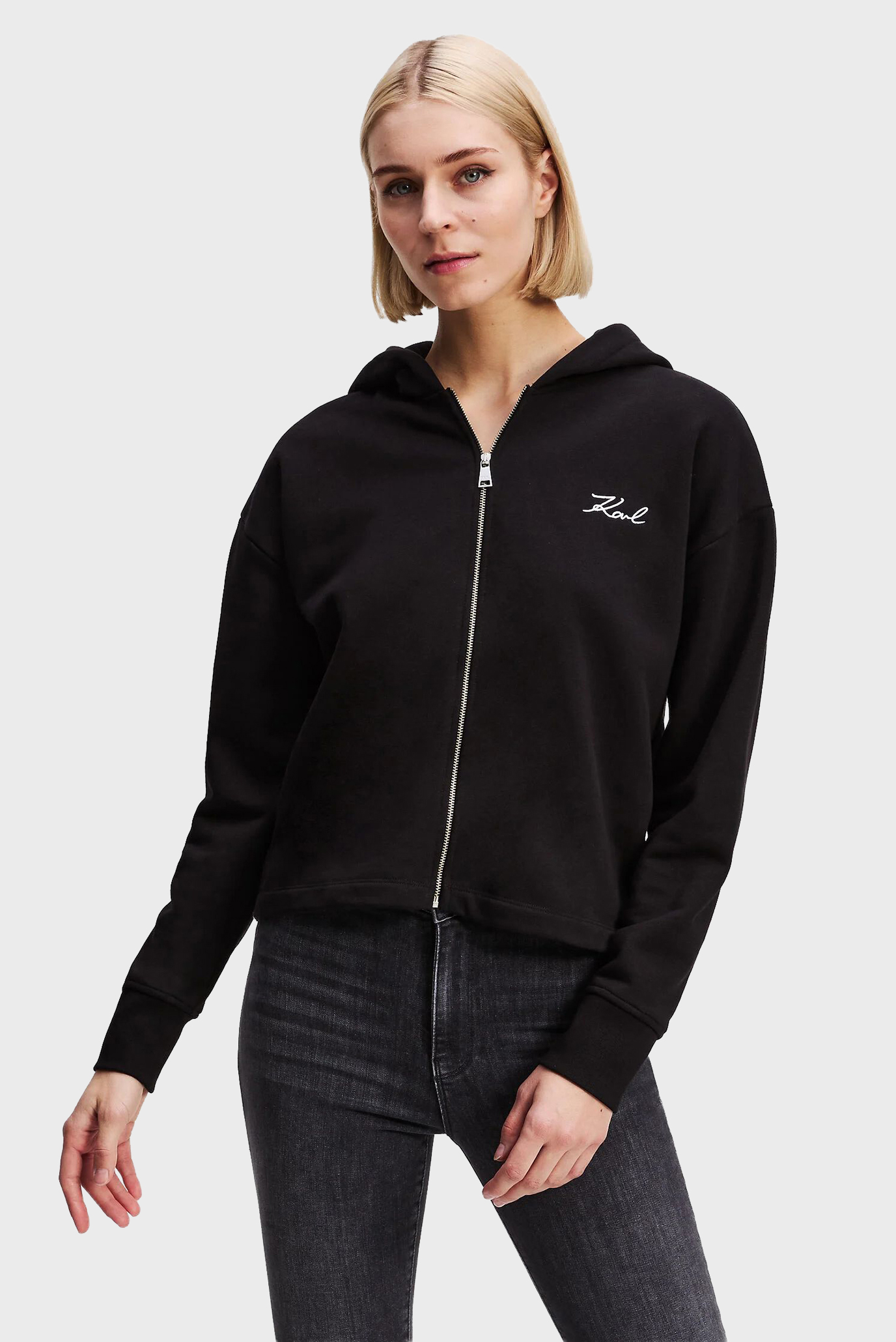 Женское черное худи Hem Signature Черный S Karl Lagerfeld A3W20067 Женское черное худи Hem Signature Черный S Karl Lagerfeld A3W20067