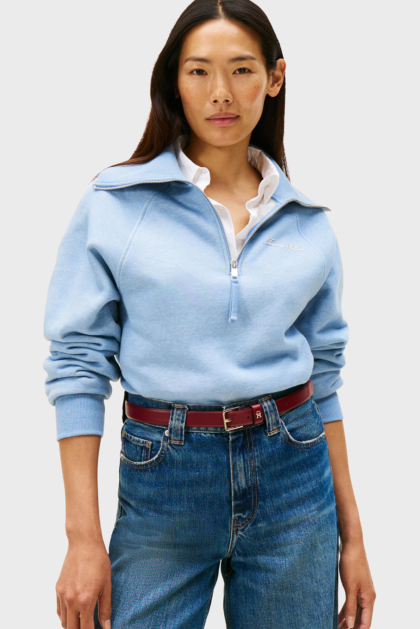 Женская голубая спортивная кофта CLASSIC SCRIPT FLEECE Голубой XS Tommy Hilfiger WW0WW46632