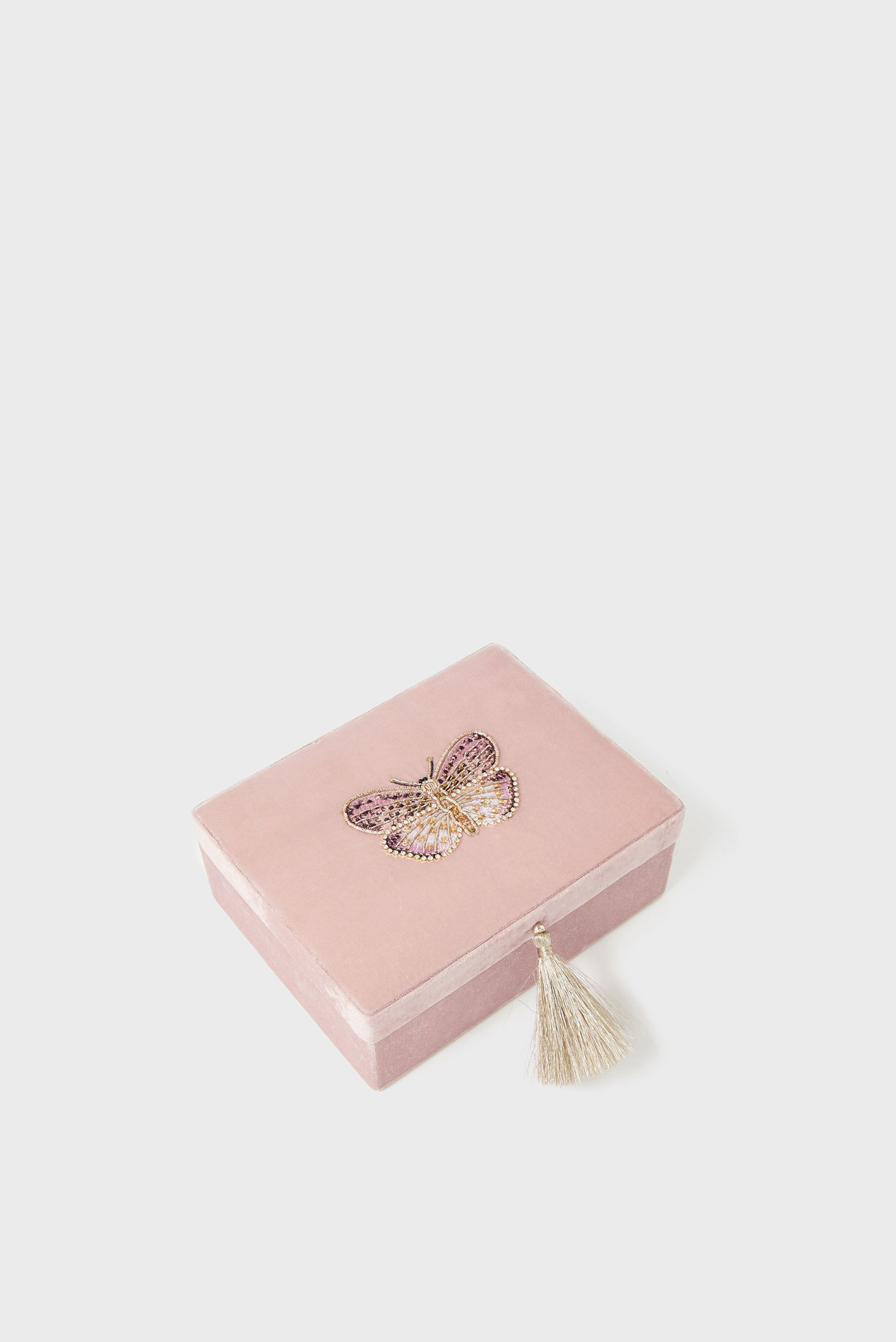 Женский розовый бокс для украшений Embroidered Butterfl 1