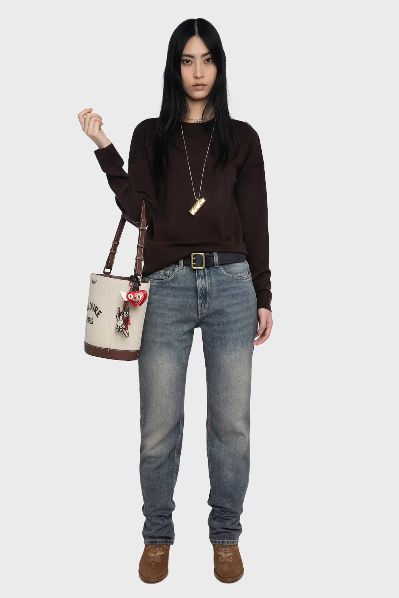Женский темно-коричневый шерстяной джемпер Cici Коричневый XS ZADIG&VOLTAIRE KWSW02815_DARK CHOCOLATE Женский темно-коричневый шерстяной джемпер Cici Коричневый XS ZADIG&VOLTAIRE KWSW02815_DARK CHOCOLATE