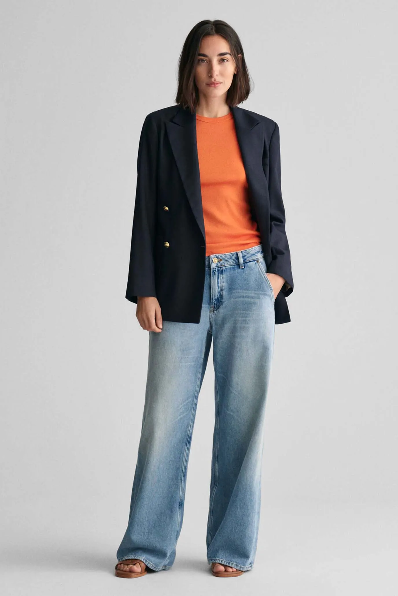 Женская оранжевая майка HIGH NECK RIB 3