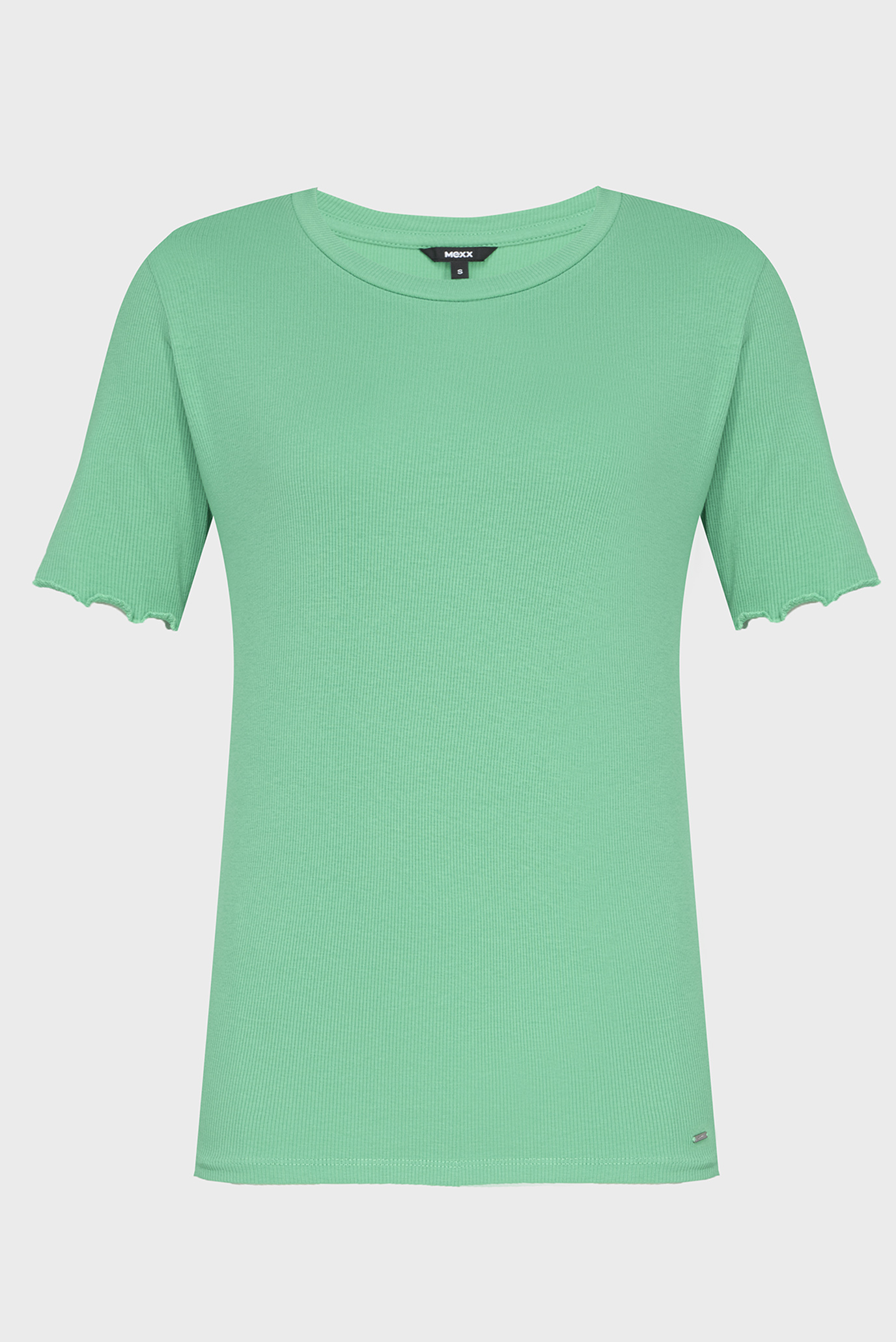Жіноча зелена футболка Basic ribbed tee 1