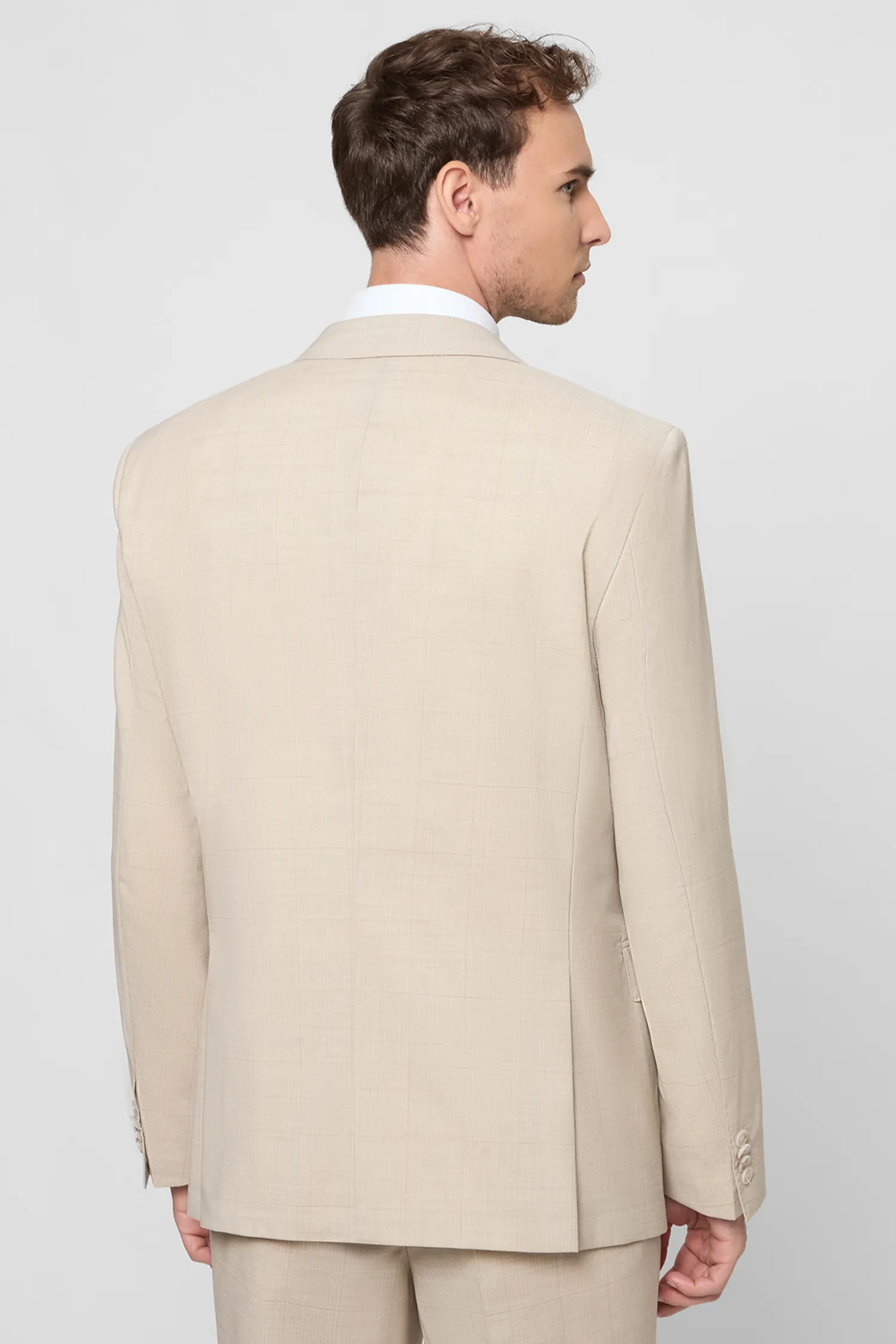 Мужской бежевый шерстяной костюм (пиджак, брюки) 3