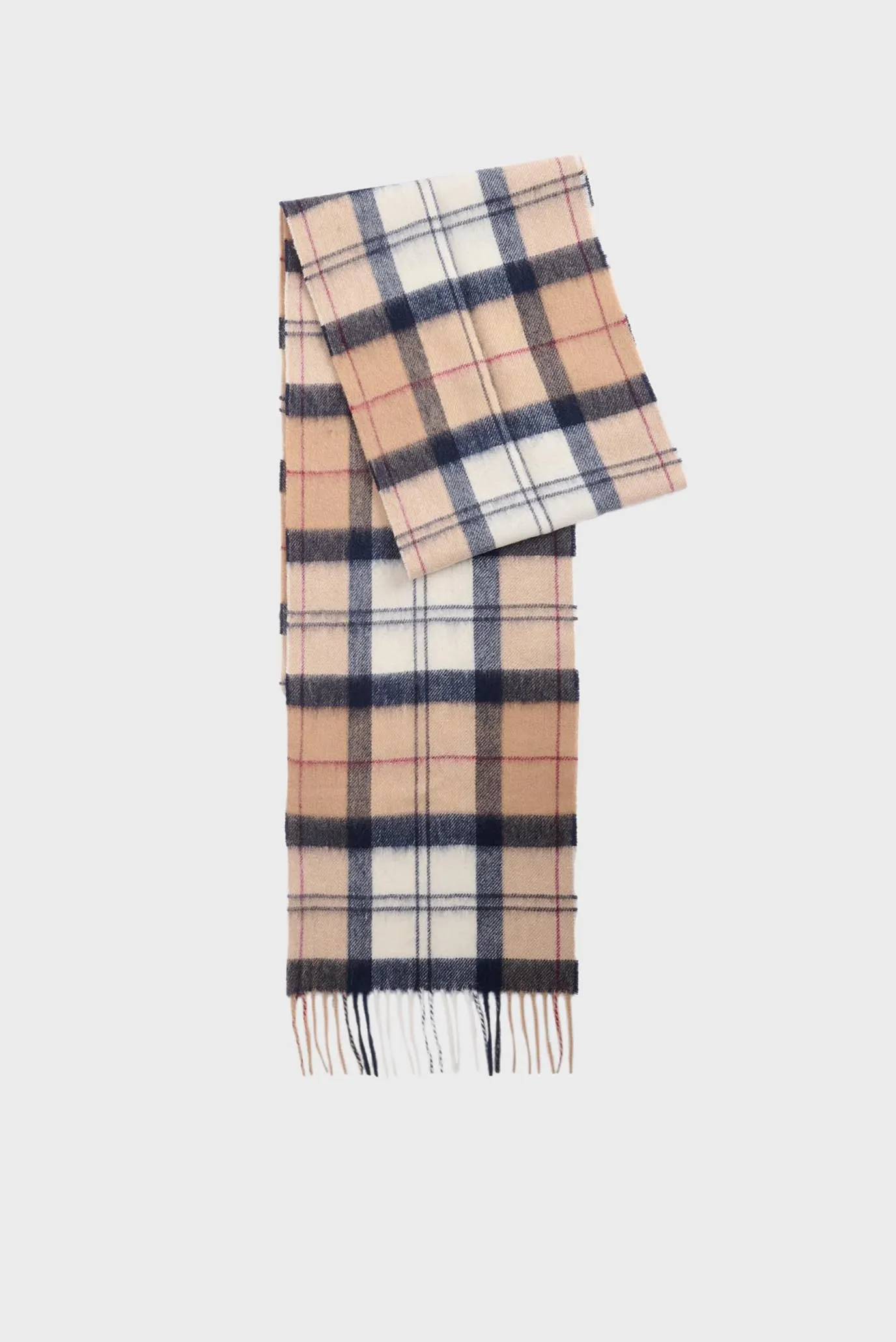 Женский бежевый шерстяной шарф в клетку 1