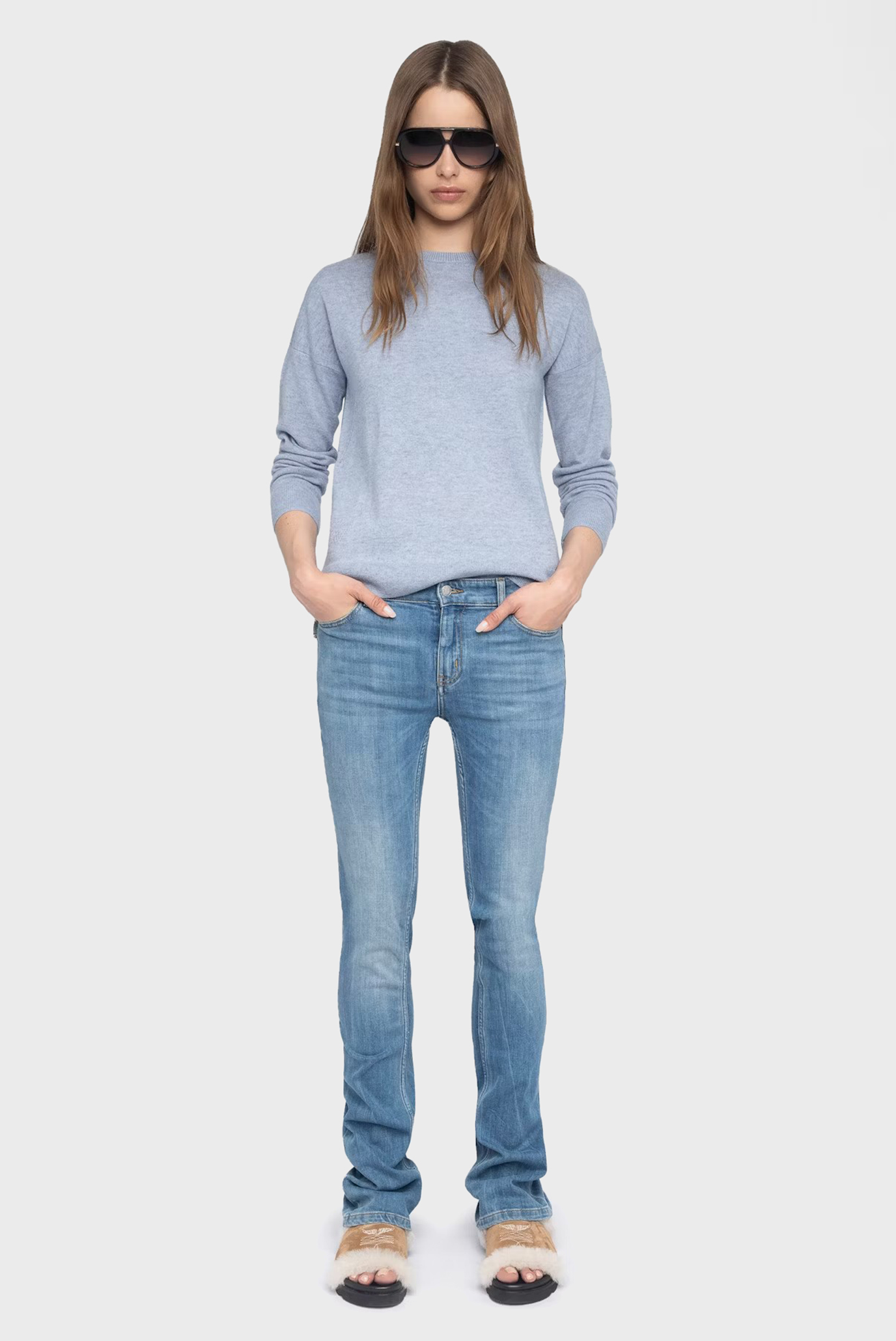 Женский голубой шерстяной джемпер Cici Голубой L ZADIG&VOLTAIRE KWSW02815_CLOUD Женский голубой шерстяной джемпер Cici Голубой L ZADIG&VOLTAIRE KWSW02815_CLOUD