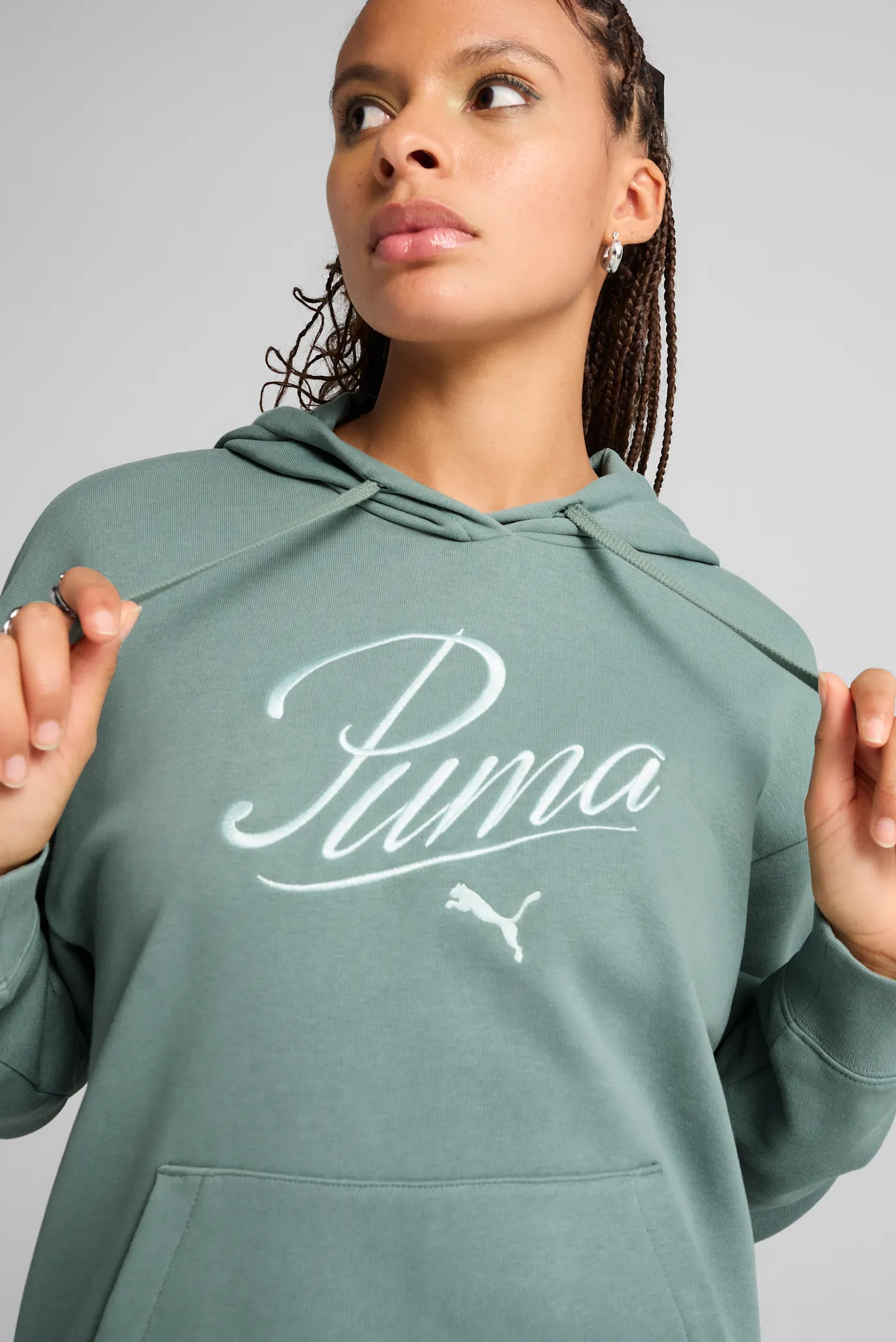 Жіноче зелене худі ESS SCRIPT Comfort Hoodie Women 4