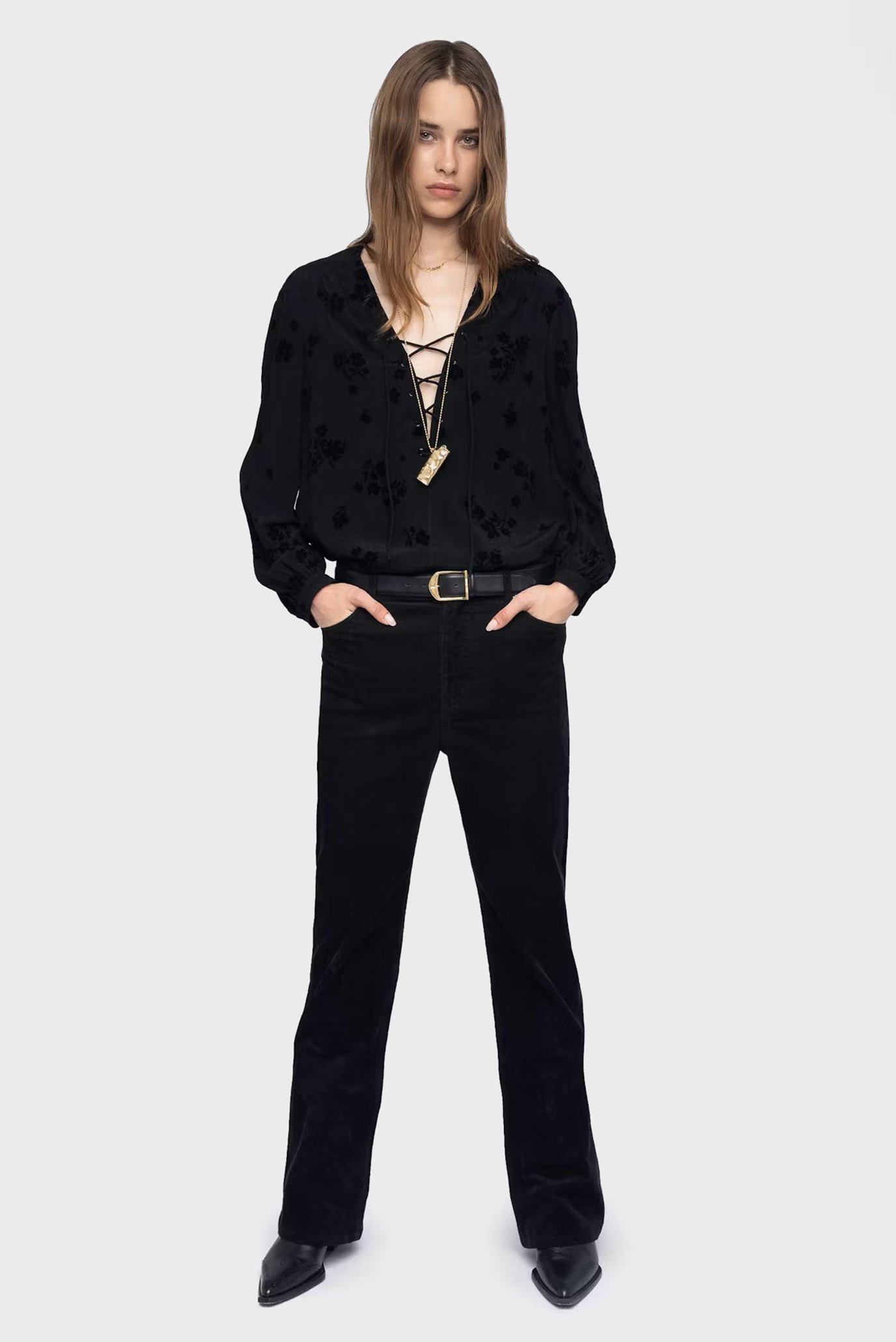 Женские черные вельветовые брюки Evy Черный 40 ZADIG&VOLTAIRE WWPA01858_BLACK Женские черные вельветовые брюки Evy Черный 40 ZADIG&VOLTAIRE WWPA01858_BLACK