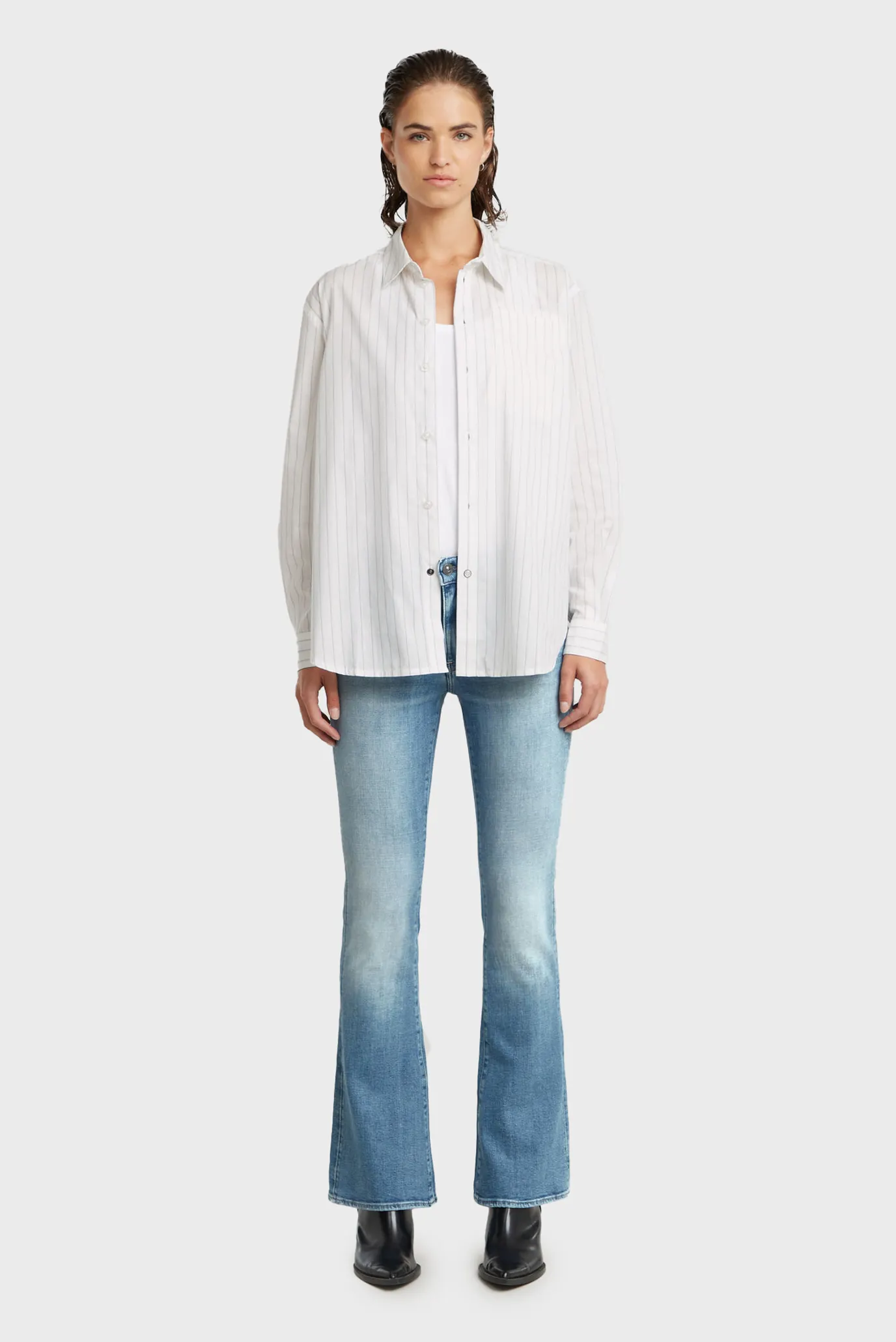 Жіноча біла сорочка у смужку Summer BF 2