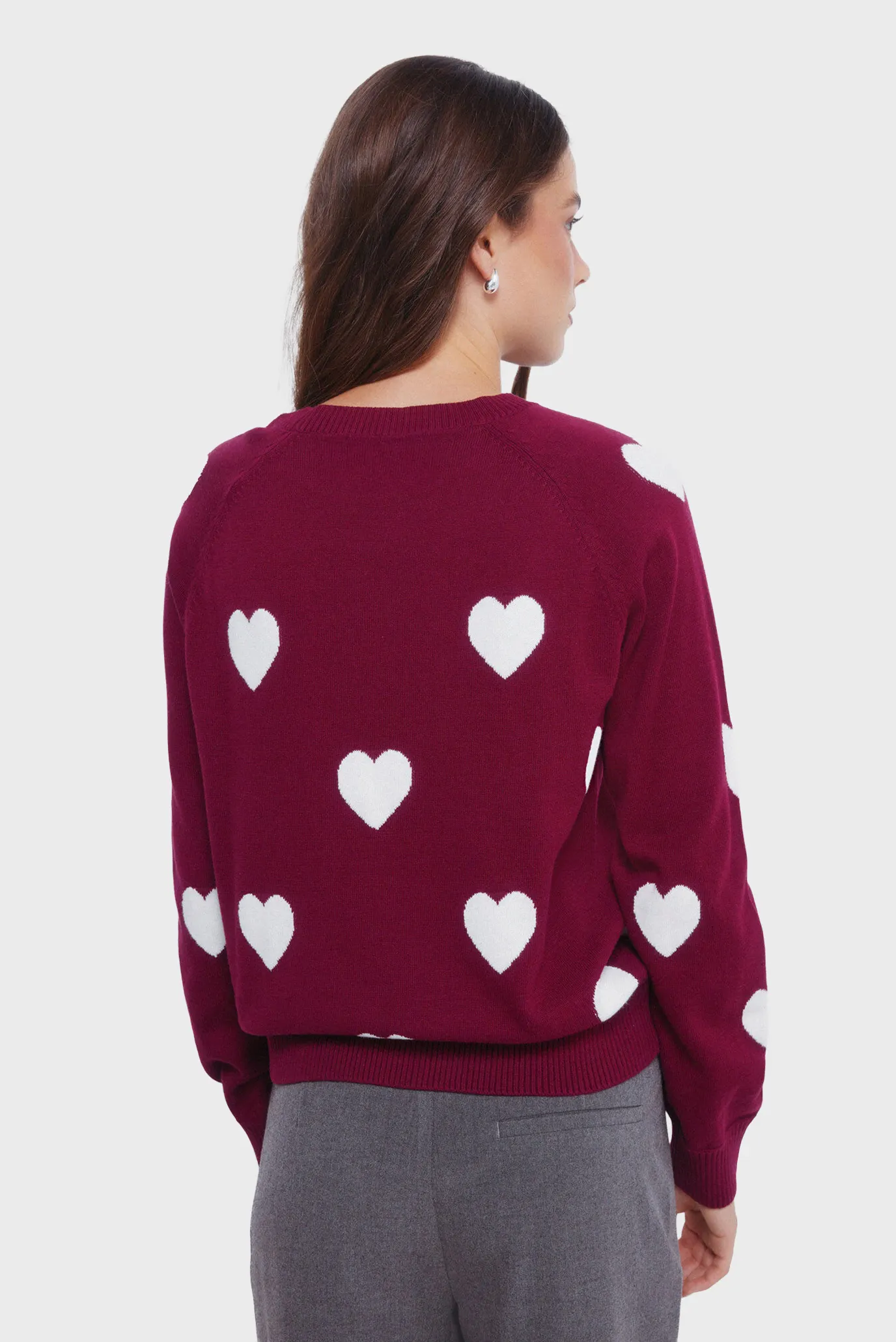 Женский бордовый джемпер с узором 3