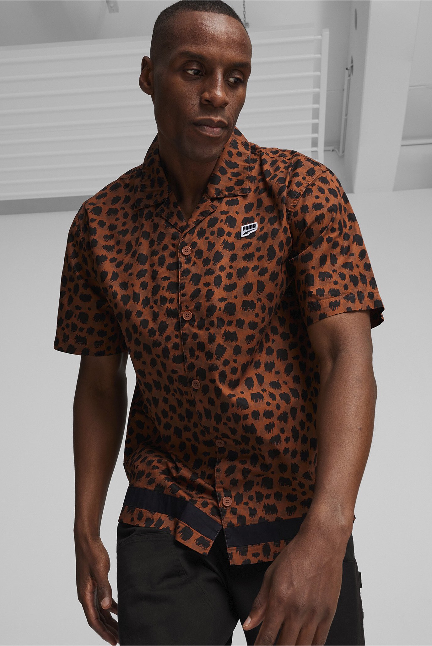 Мужская коричневая рубашка DOWNTOWN Men's Kitten Shirt 1