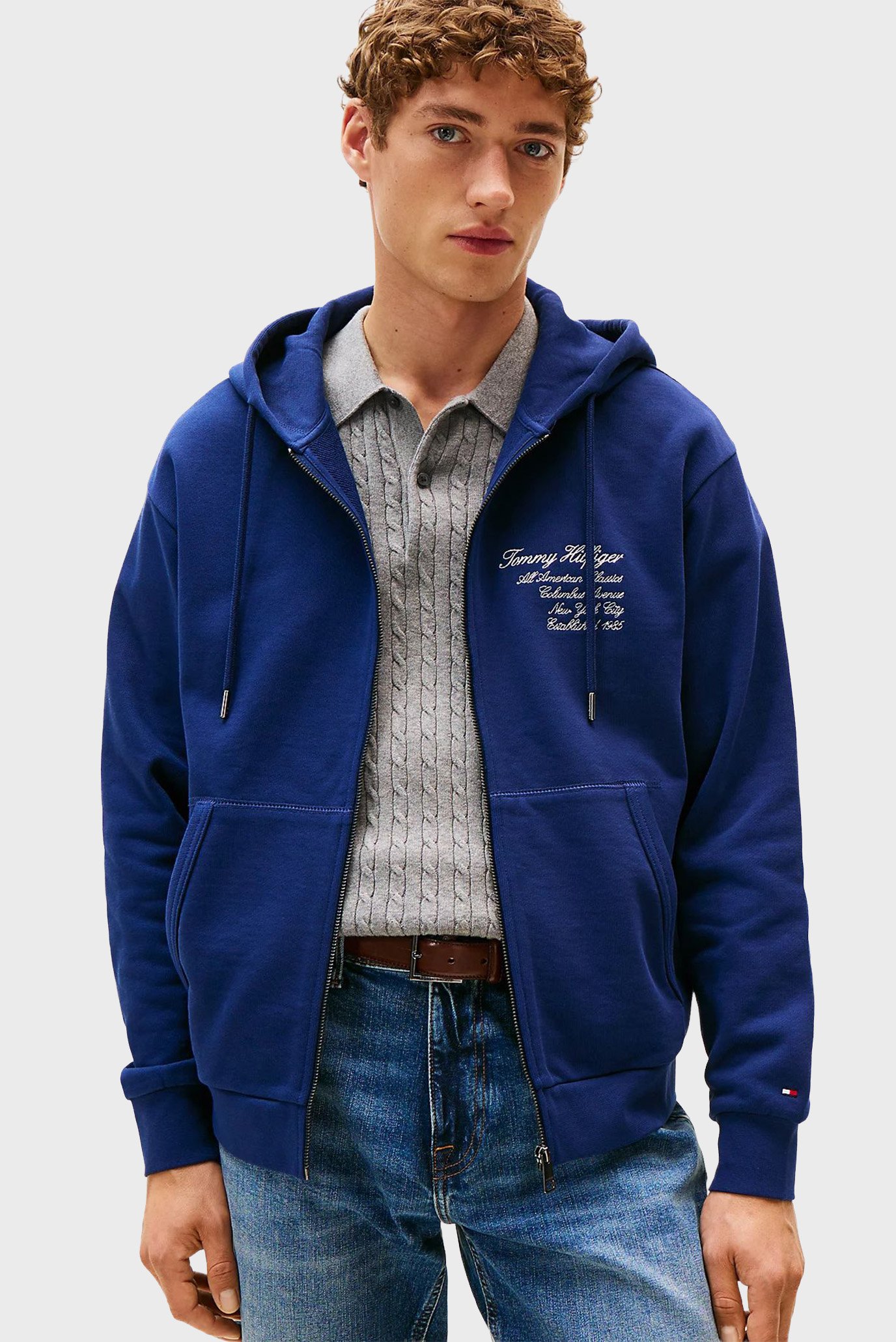 Мужское синее худи PREP ZIP Синий M Tommy Hilfiger MW0MW39683 Мужское синее худи PREP ZIP Синий M Tommy Hilfiger MW0MW39683