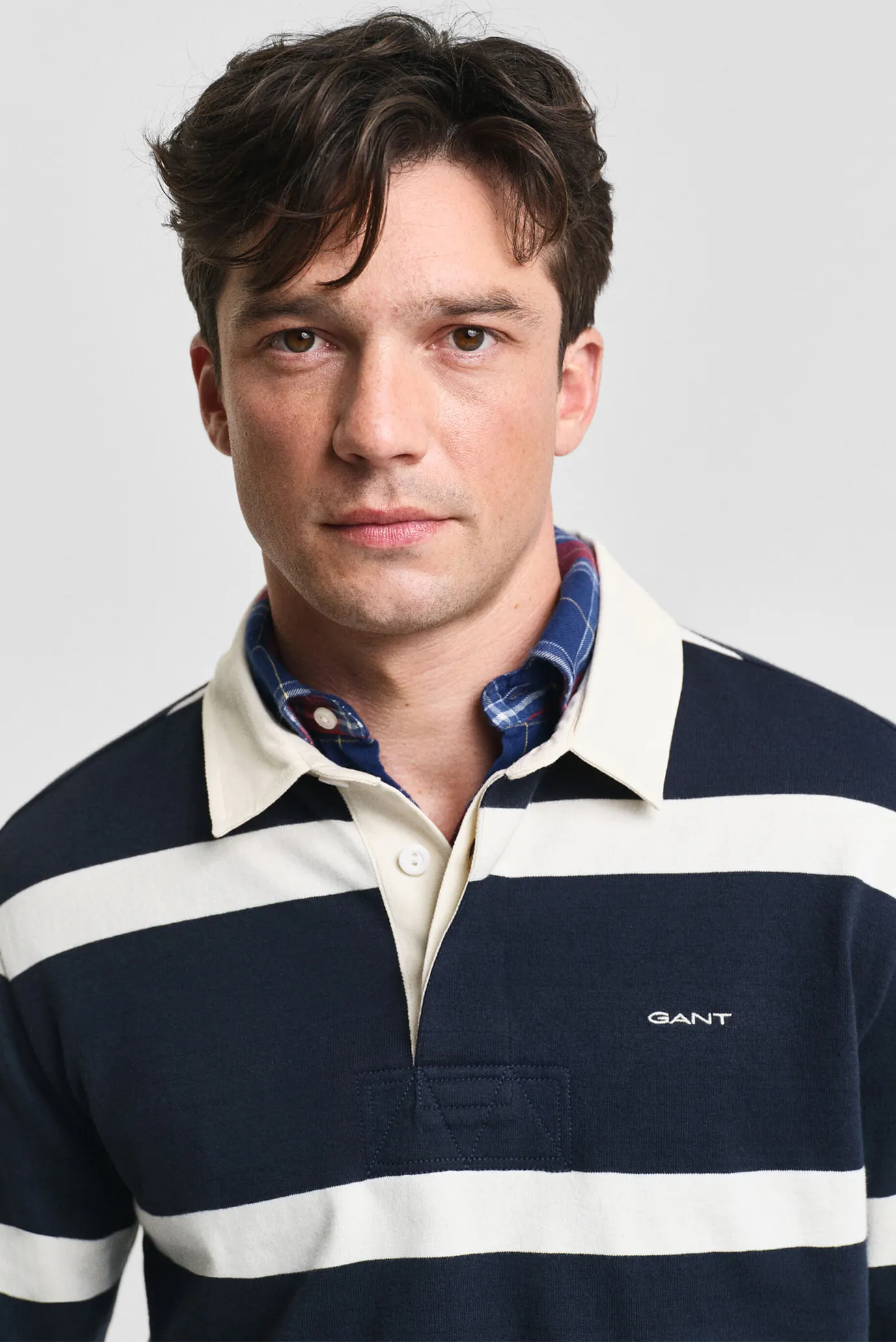 Чоловіче темно-синє поло у смужку 2