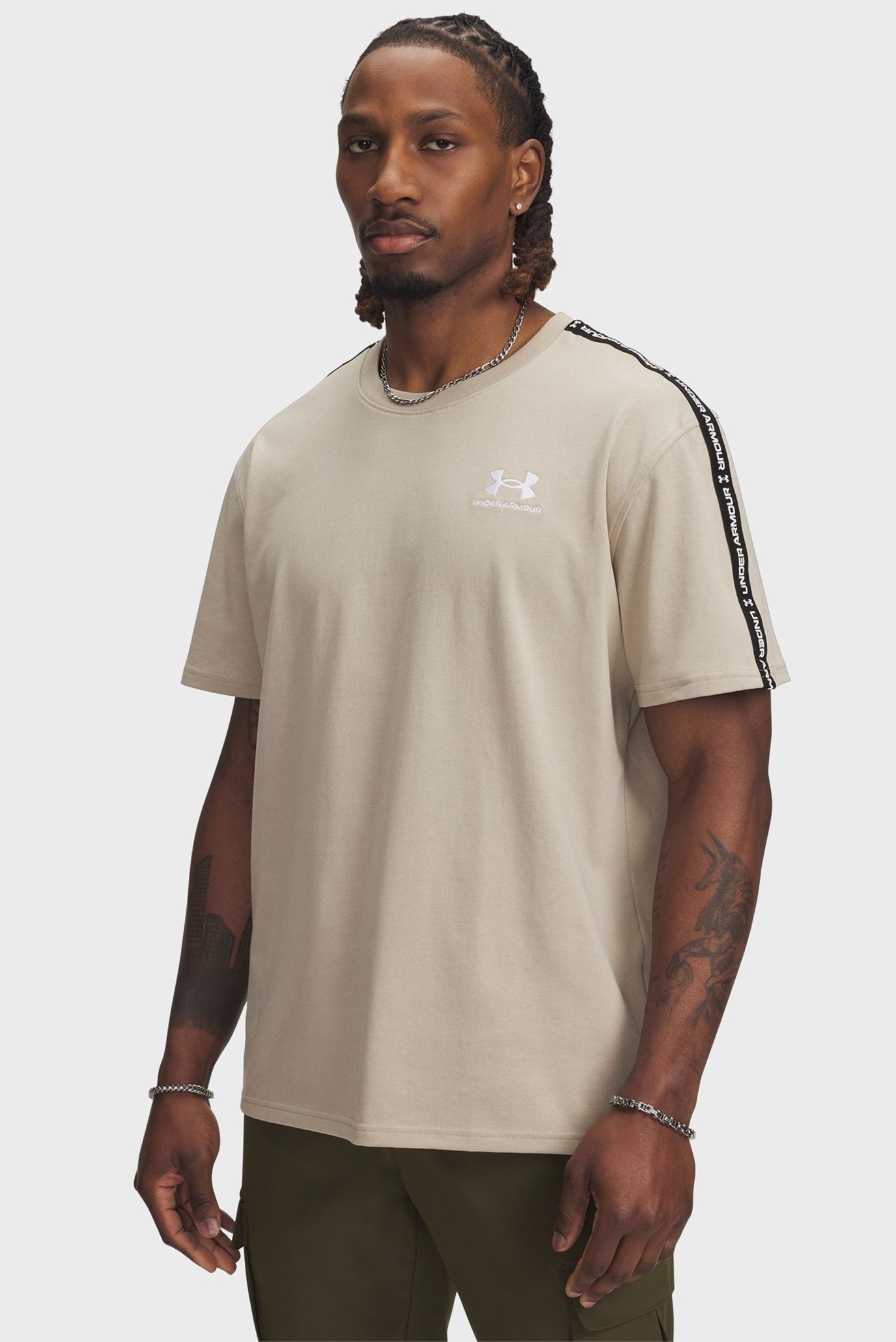 Мужская бежевая футболка UA Icon HWT Tee Taping Бежевый XXL Under Armour 1390300-299 Мужская бежевая футболка UA Icon HWT Tee Taping Бежевый XXL Under Armour 1390300-299