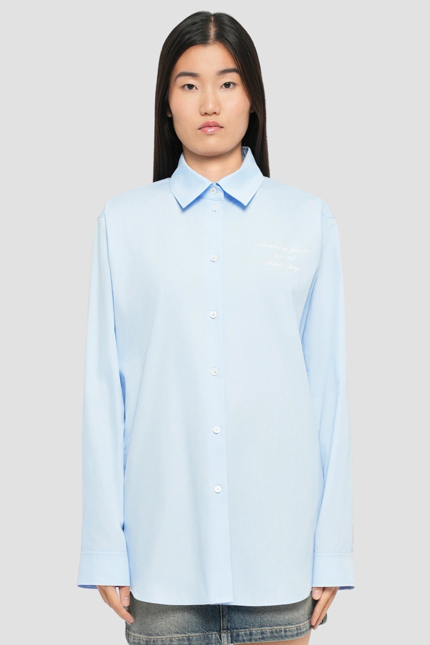 Женская голубая рубашка Голубой 38 Moschino A0205.8231;1293 Женская голубая рубашка Голубой 38 Moschino A0205.8231;1293