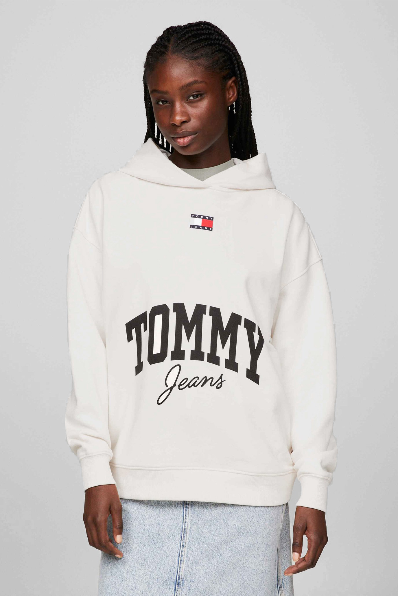 Женское белое худи TJW OVR NEW VARSITY HOODIE 1