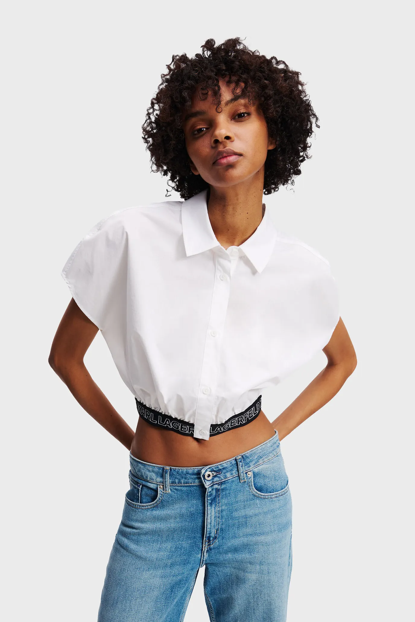 Женская белая рубашка cropped 1