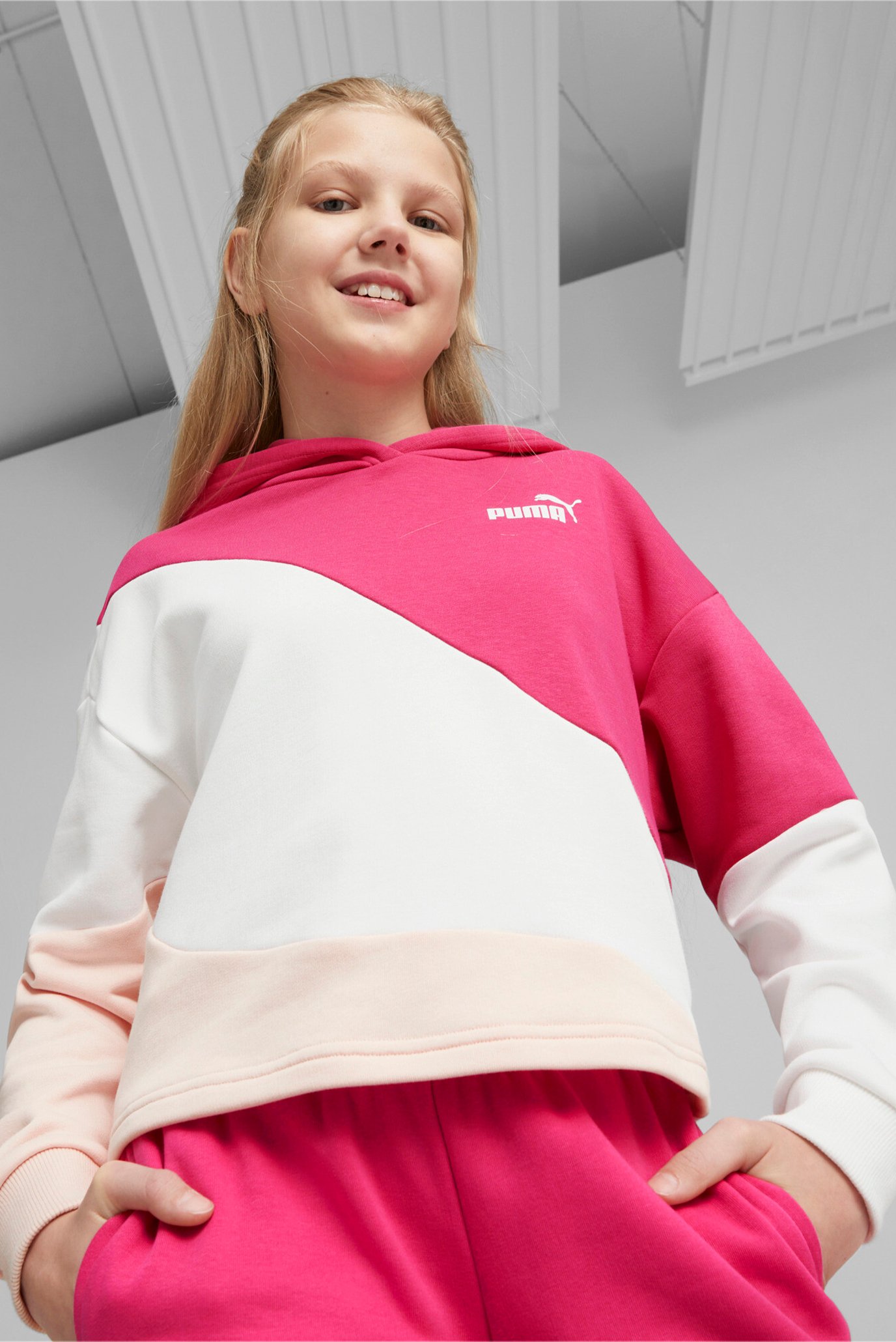 Детское розовое худи  PUMA Power Cat Hoodie Youth 1