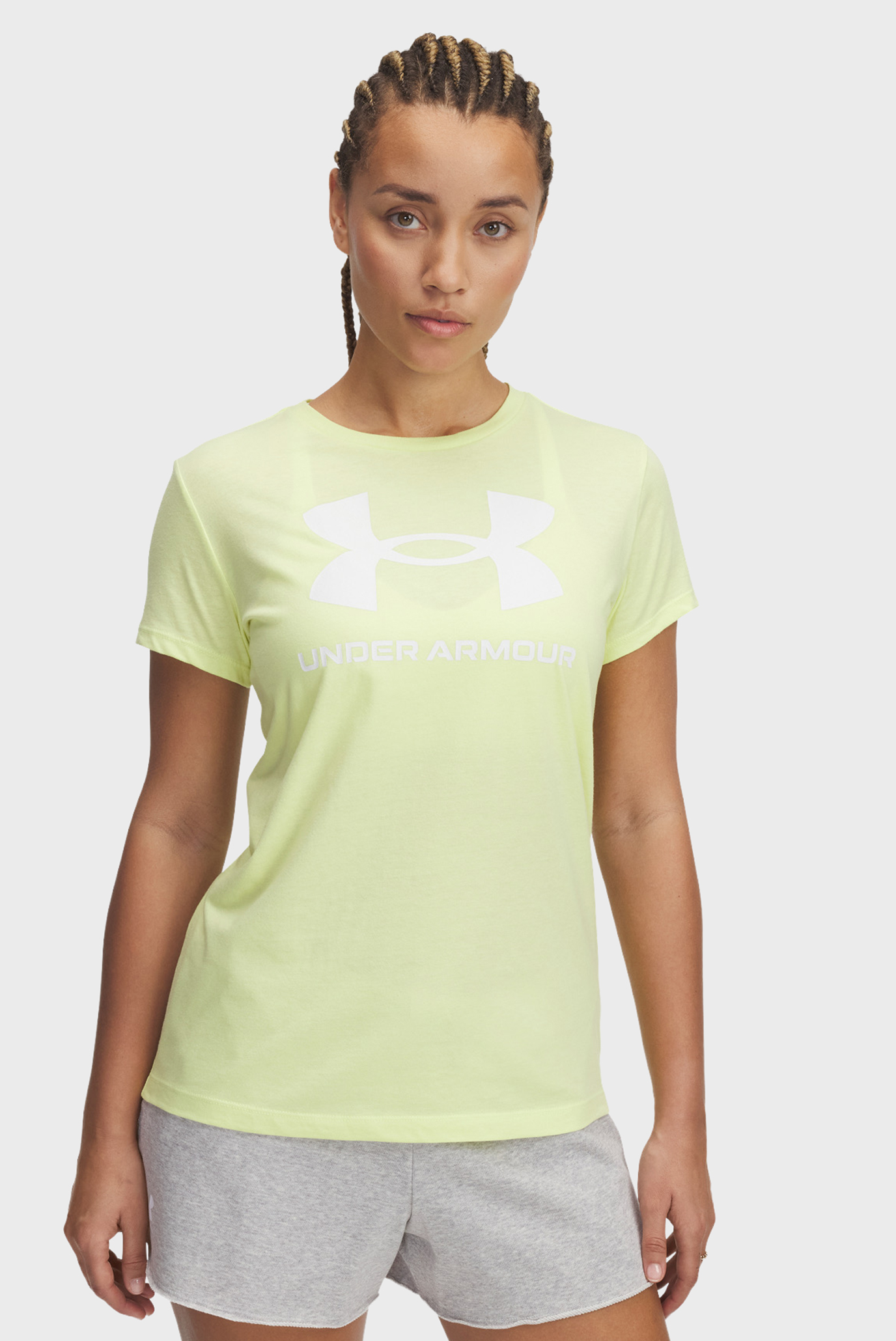 Женская желтая футболка UA Logo SS Желтый M Under Armour 1356305-727 Женская желтая футболка UA Logo SS Желтый M Under Armour 1356305-727