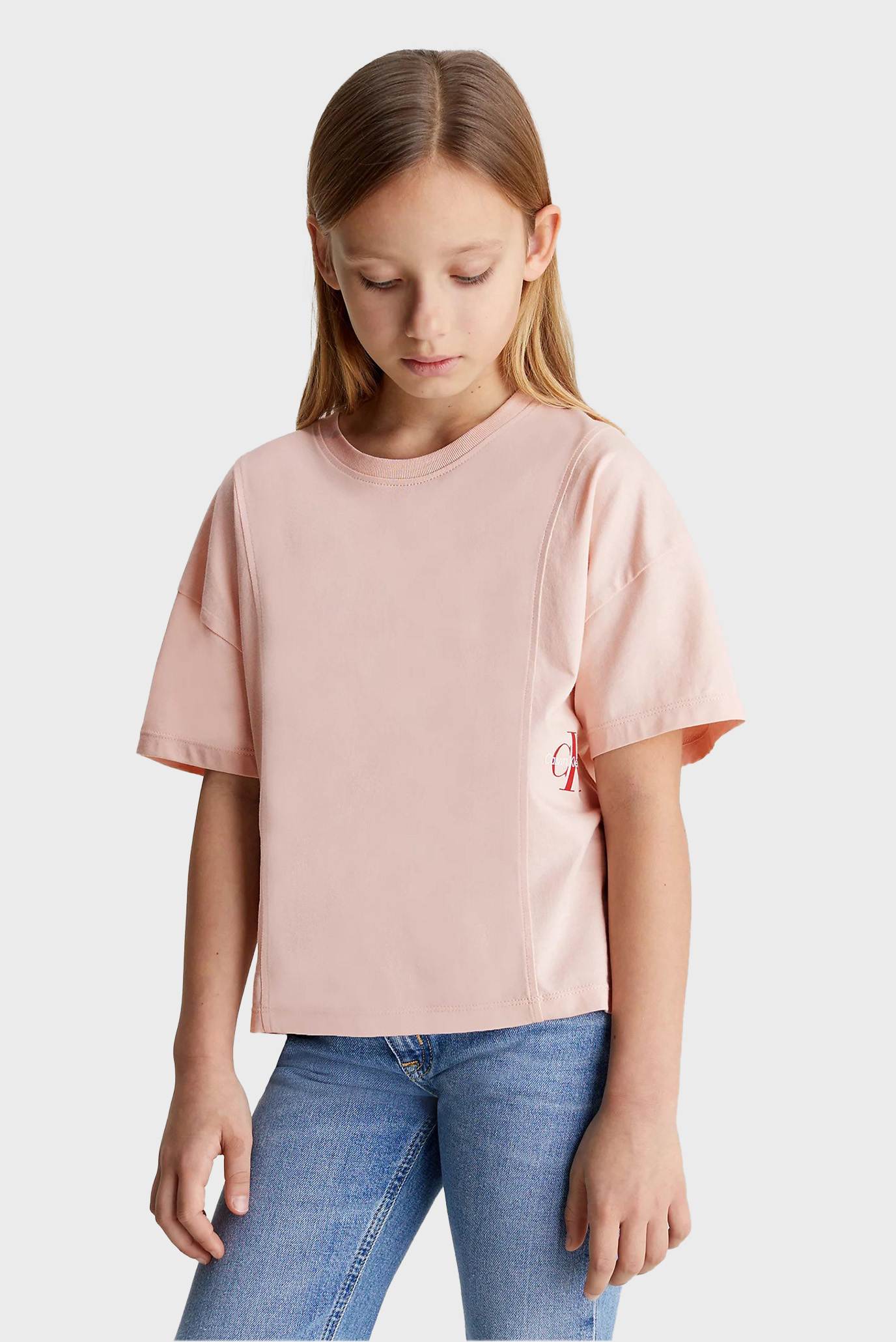 Детская розовая футболка MONOGRAM OFF PLACED SS 1
