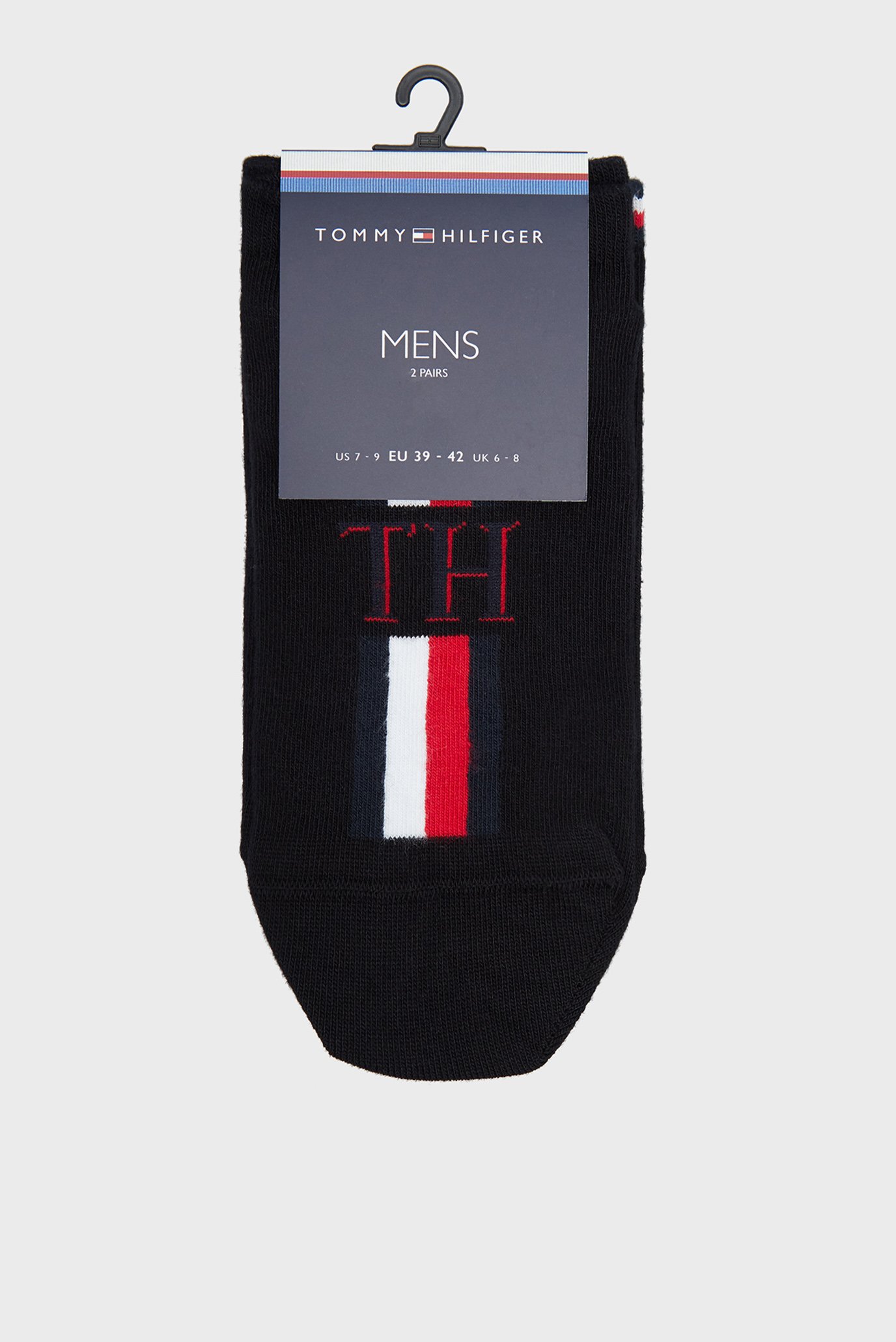 Чоловічі чорні шкарпетки (2 пари) TH MEN SNEAKER 2P ICONIC STRIPE 1