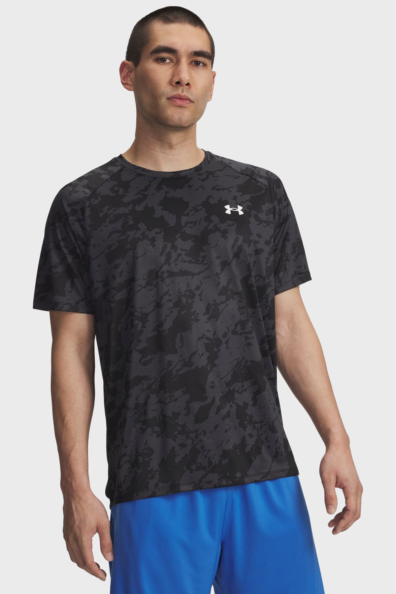 Мужская темно-серая футболка с узором UA Tech 2.0 SS Tee Серый 3XL Under Armour 1326413-006 Мужская темно-серая футболка с узором UA Tech 2.0 SS Tee Серый 3XL Under Armour 1326413-006