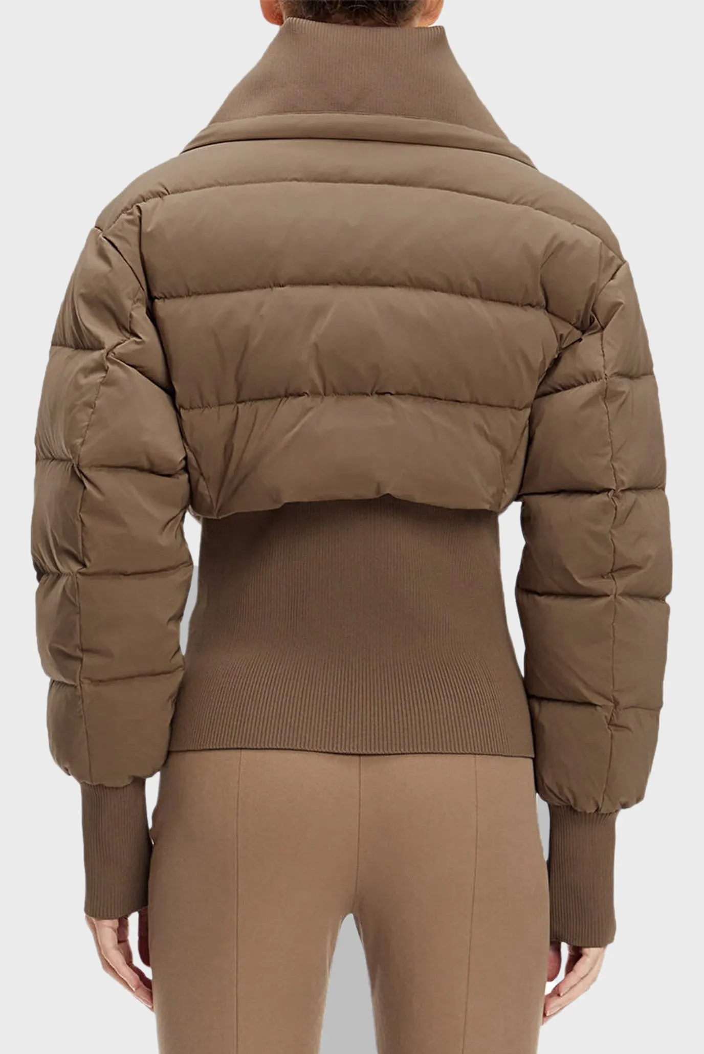 Женская коричневая куртка PADDED RIB WAIST JACKET 2