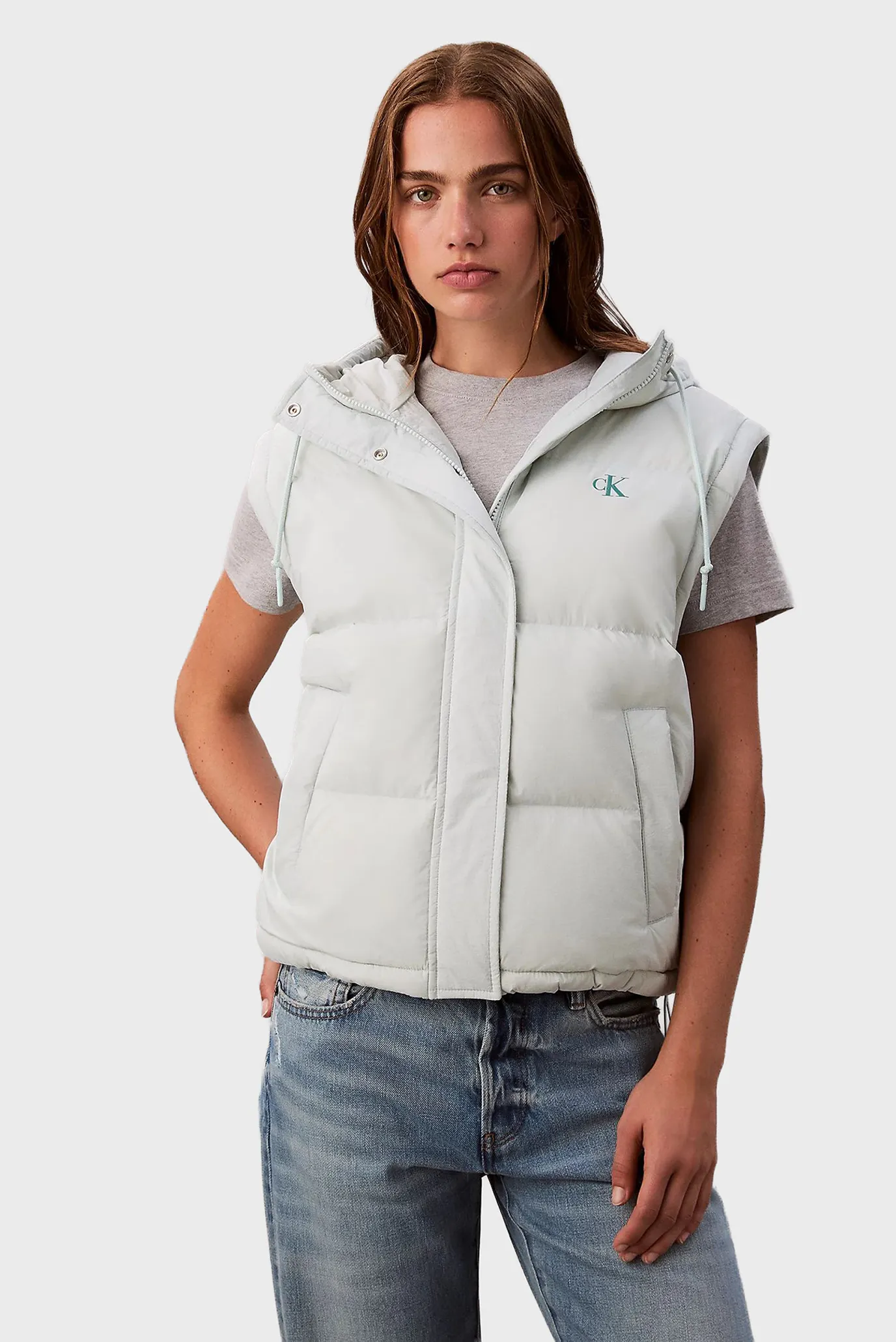 Женский голубой пуховик 2в1 DETACHABLE 2