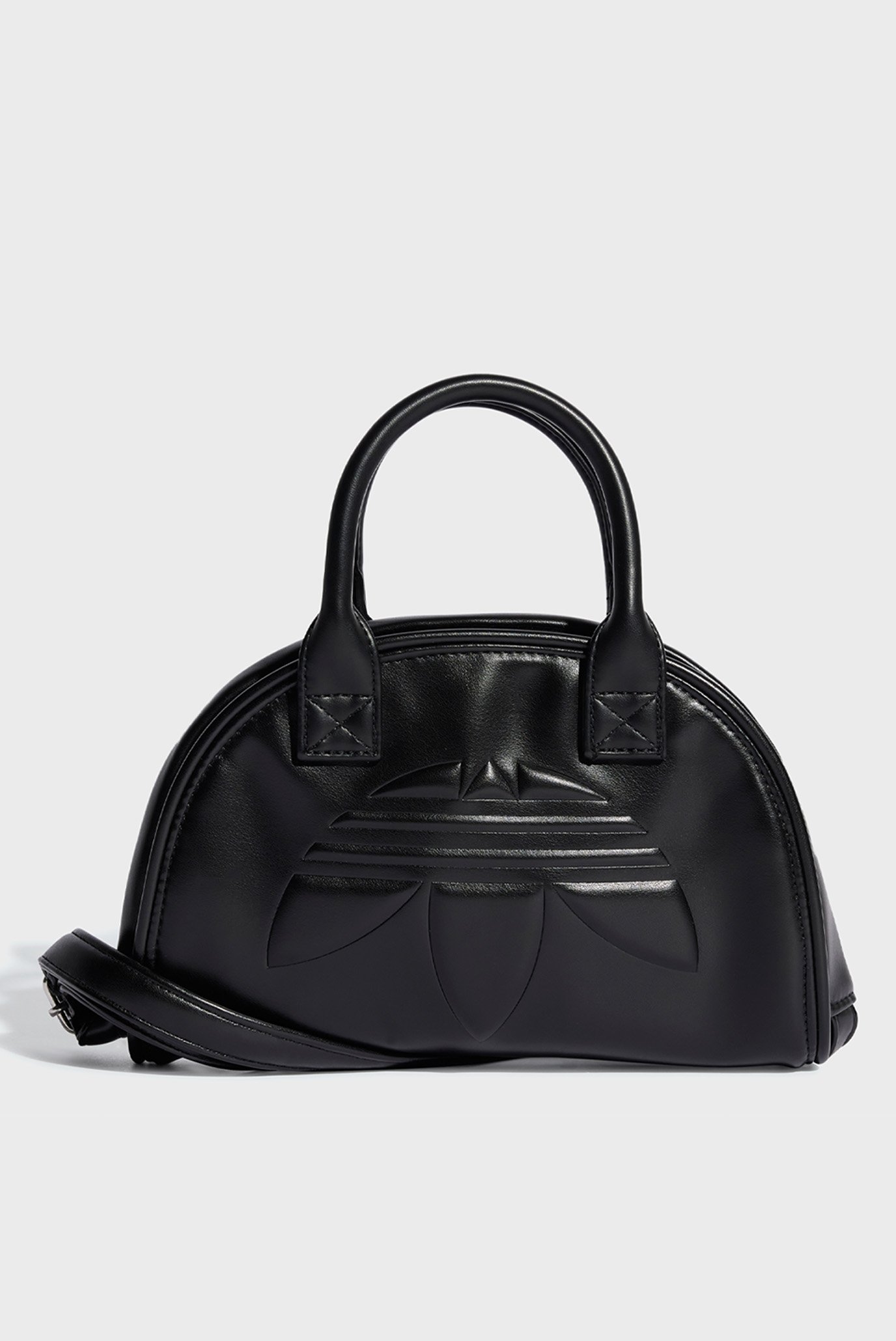 Жіноча чорна сумка Polyurethane Trefoil Satchel 1