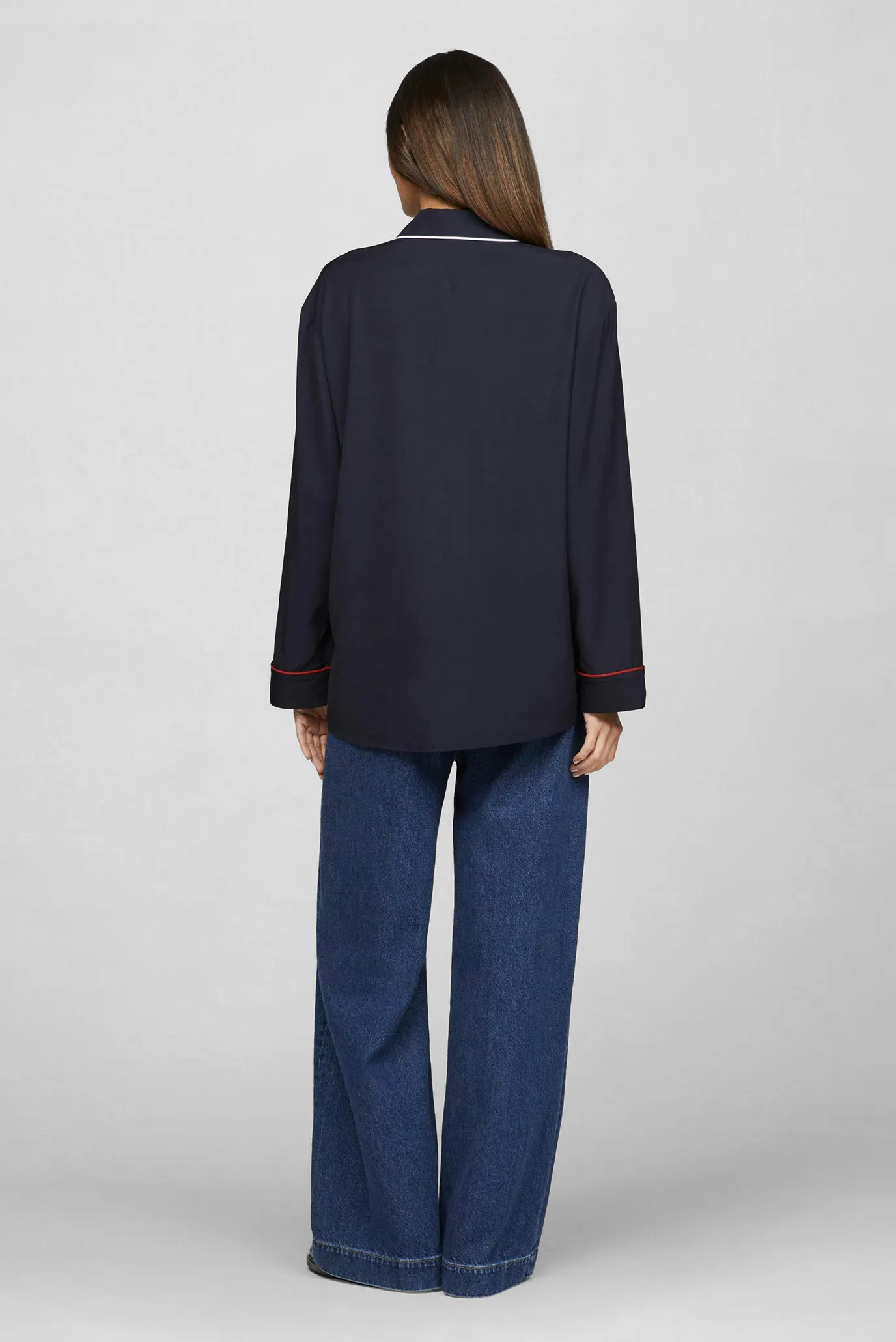 Жіноча темно-синя блуза RWB PIPING RELAXED 3