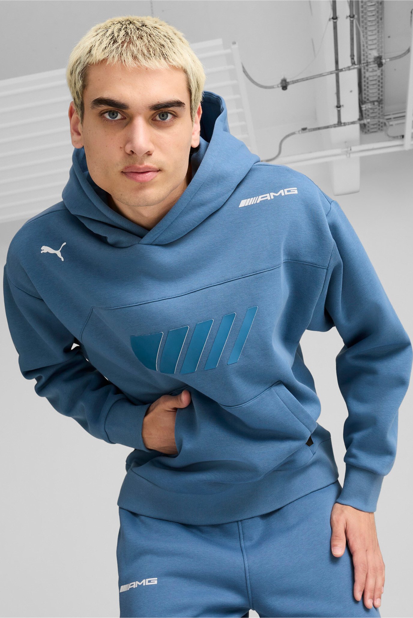 Мужское синее худи Mercedes-AMG Motorsport Statement Hoodie Men 1