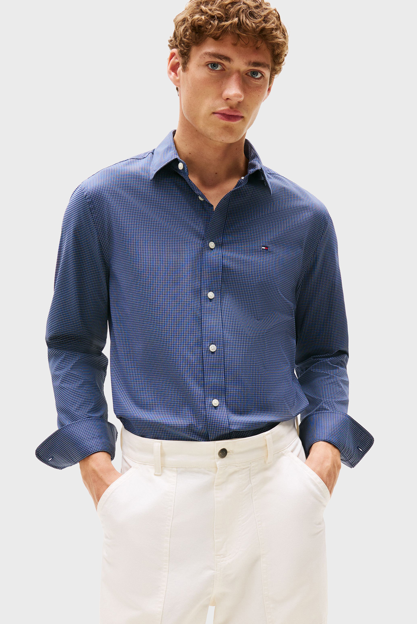 Мужская синяя рубашка в клетку PERFORMANCE CHECK Синий XL Tommy Hilfiger MW0MW39419