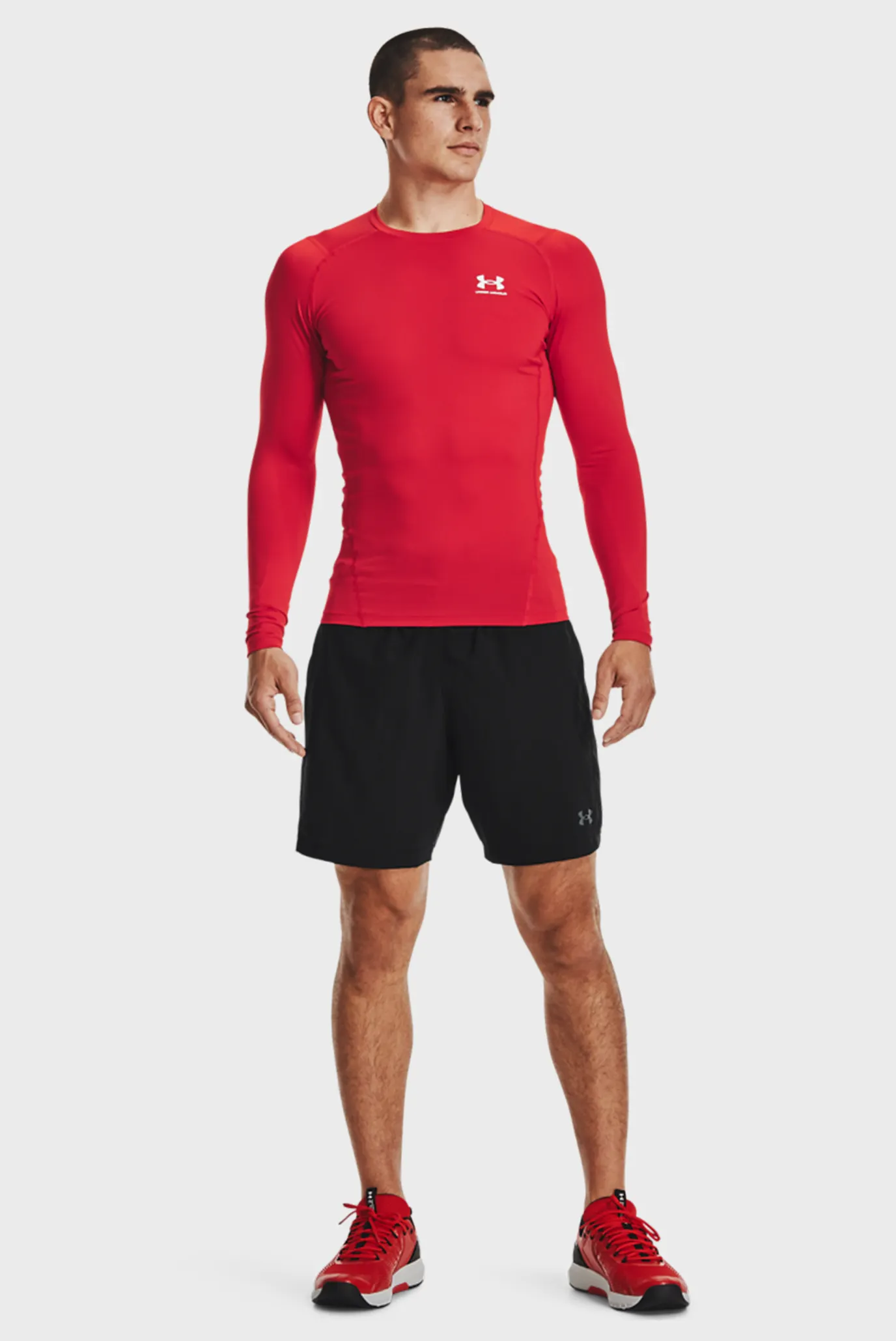 Чоловічий червоний лонгслів UA HG Armour Comp LS 4